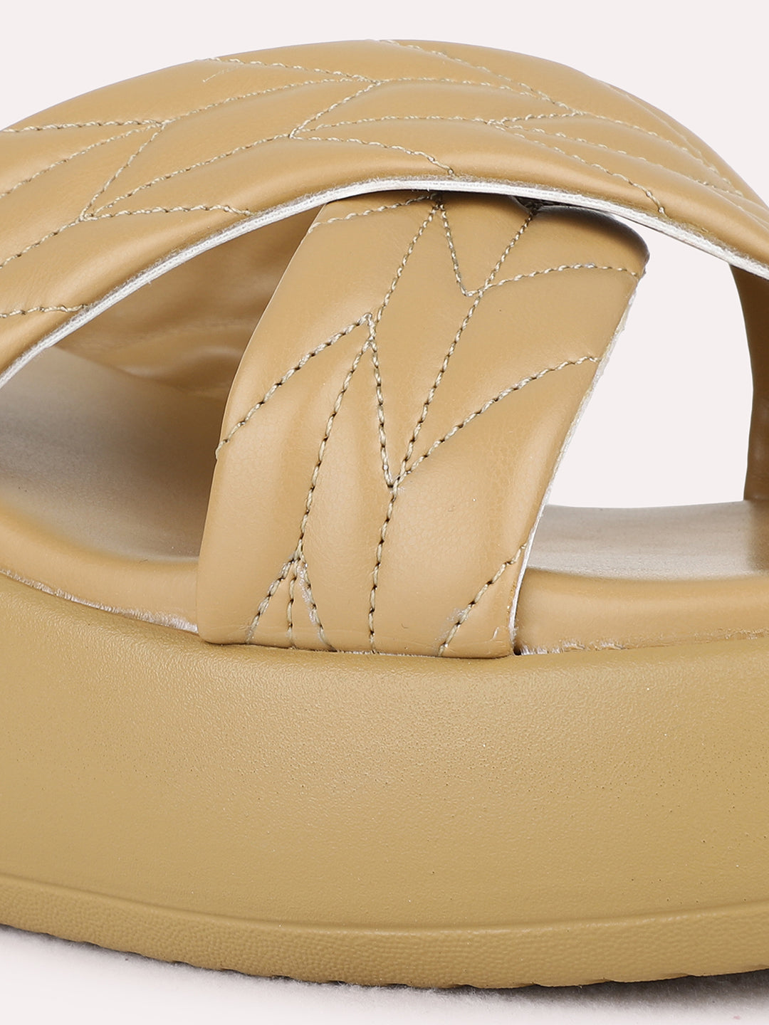 Womens Beige Casual Solid Round Toe Wedge Heel Sandals