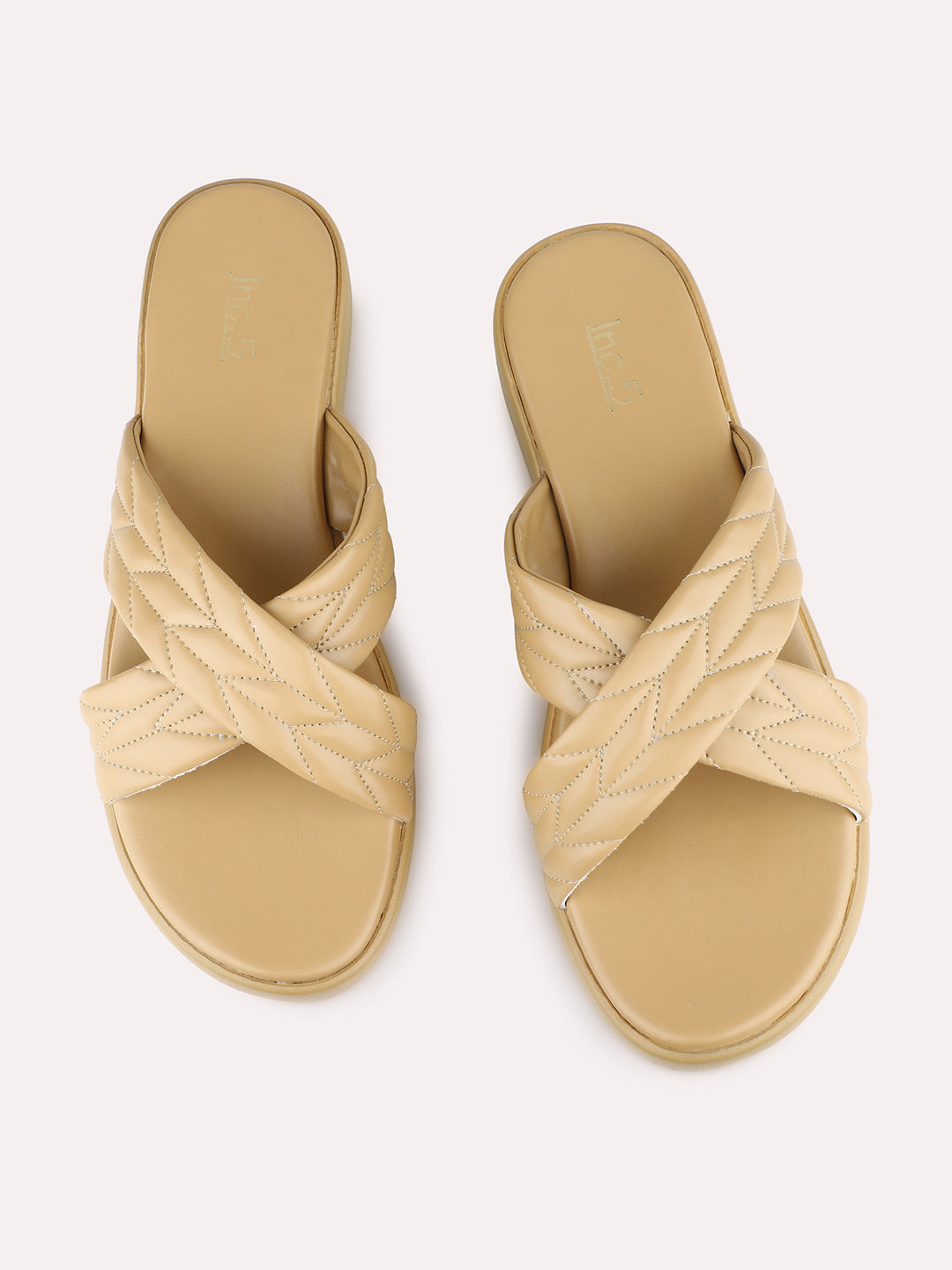 Womens Beige Casual Solid Round Toe Wedge Heel Sandals