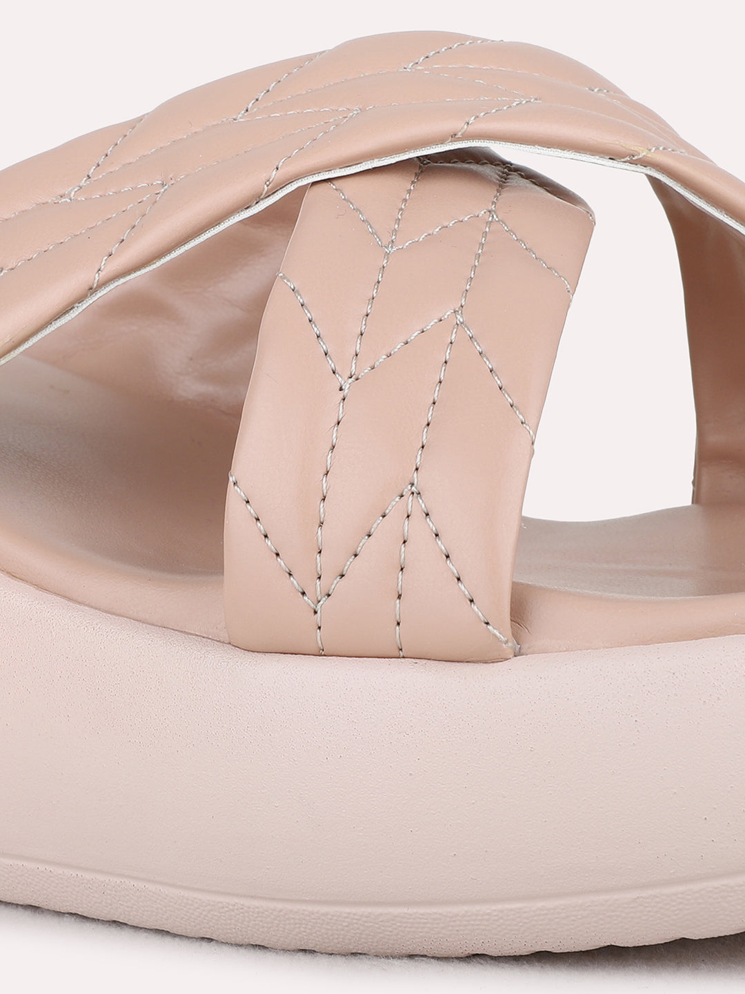 Womens Peach Casual Solid Round Toe Wedge Heel Sandals