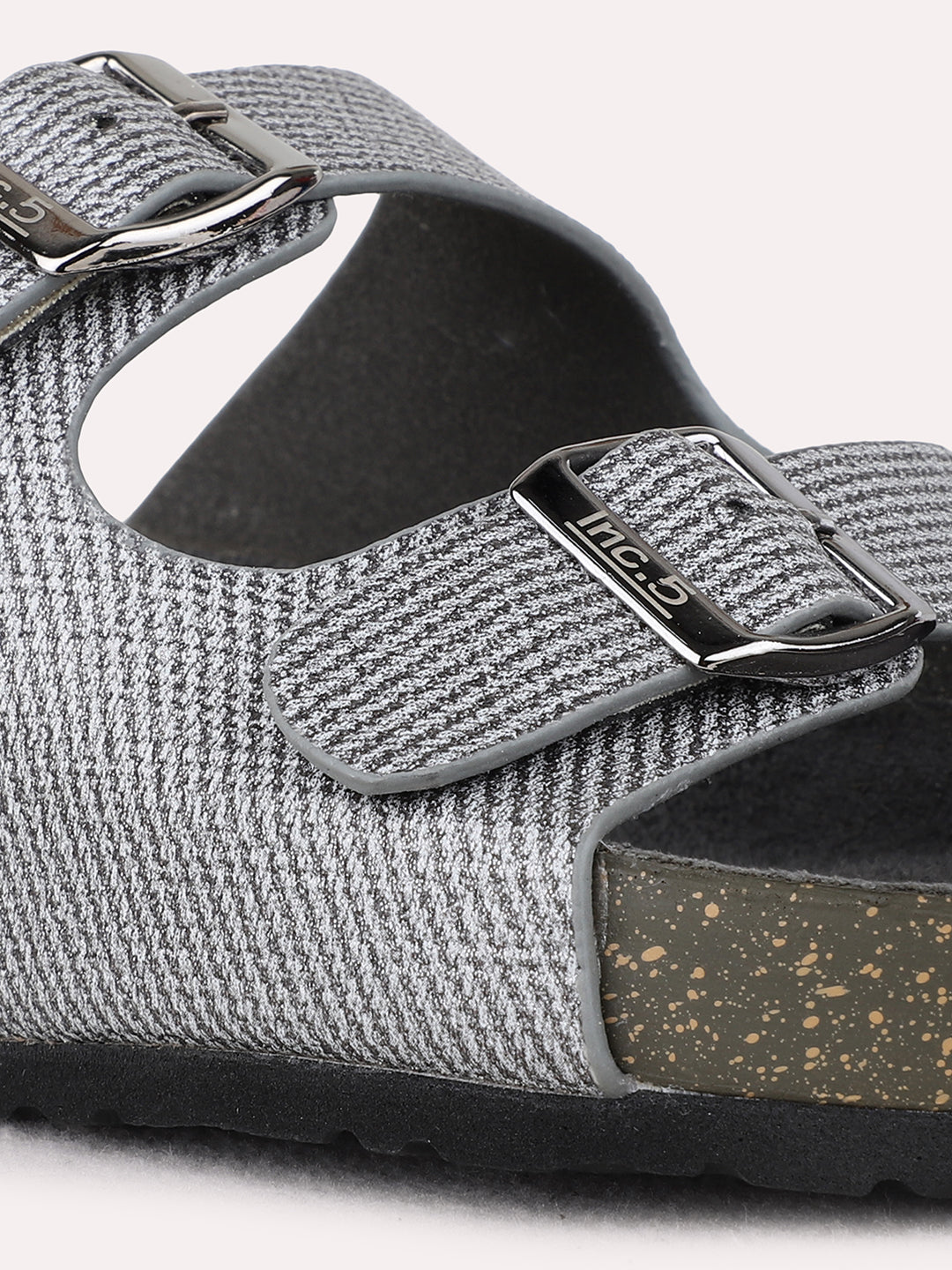 Womens Pewter Casual Solid Open Toe Flat Slip-On Sandals