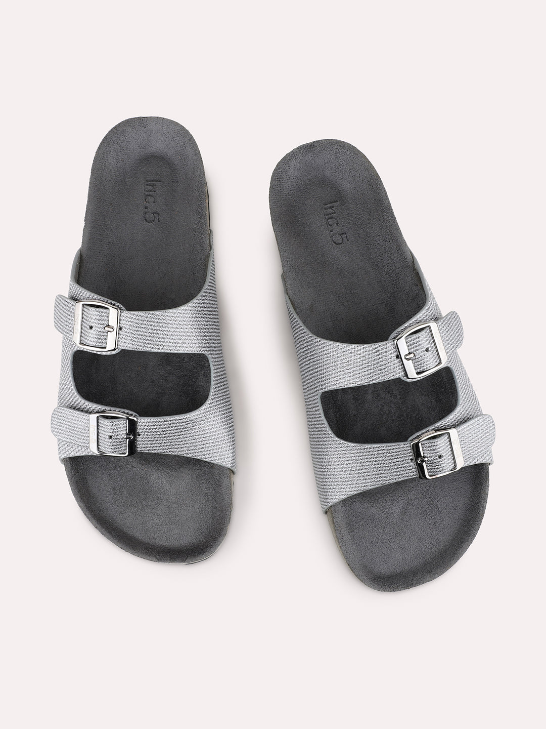 Womens Pewter Casual Solid Open Toe Flat Slip-On Sandals