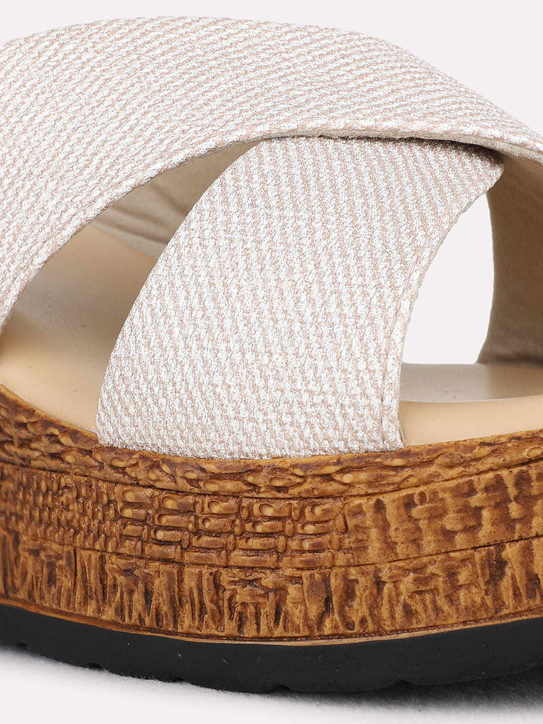 Womens Golden Party Wear Solid Wedge Heels