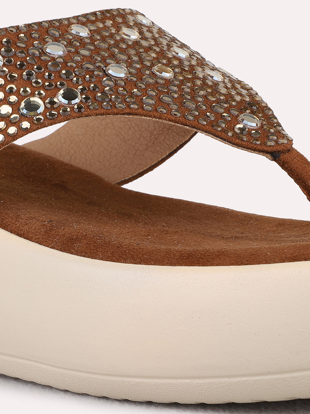 Womens Golden Ethnic Wear Embellished Pattern Round Toe Wedge Heel Sandals