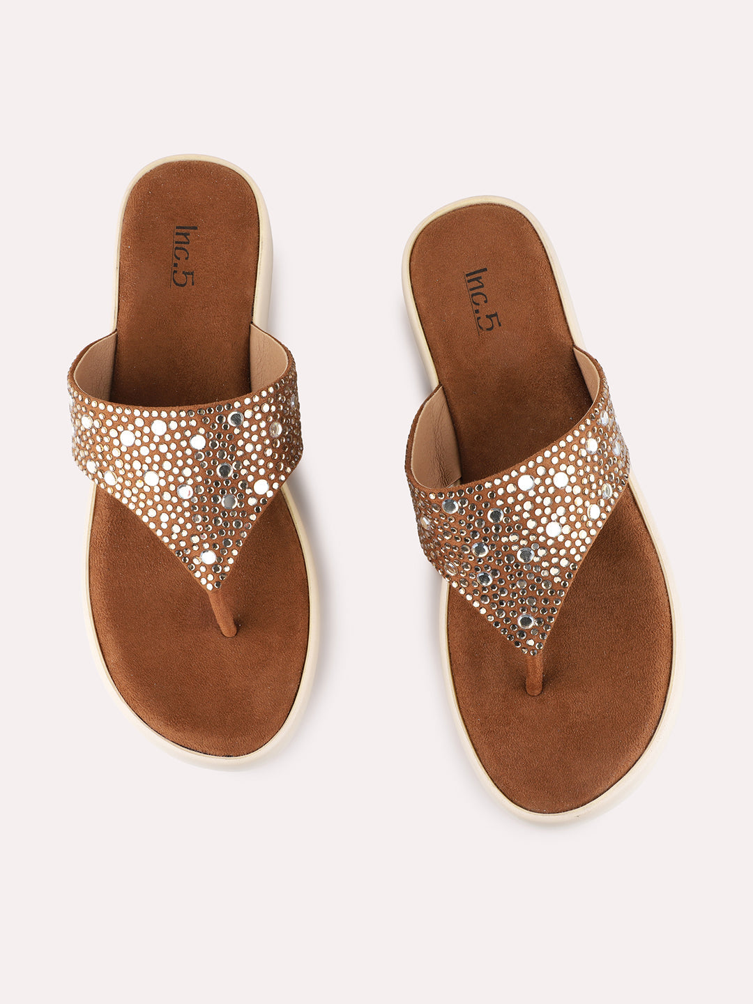 Womens Golden Ethnic Wear Embellished Pattern Round Toe Wedge Heel Sandals