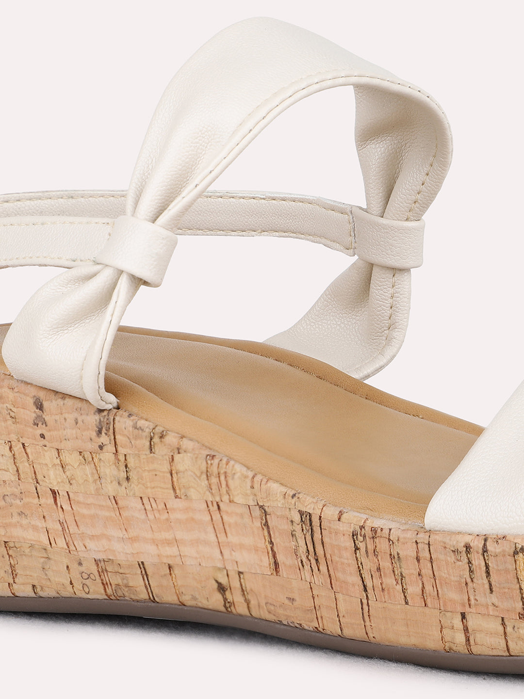 Womens Cream Party Wear Solid Wedge Heel Sandals