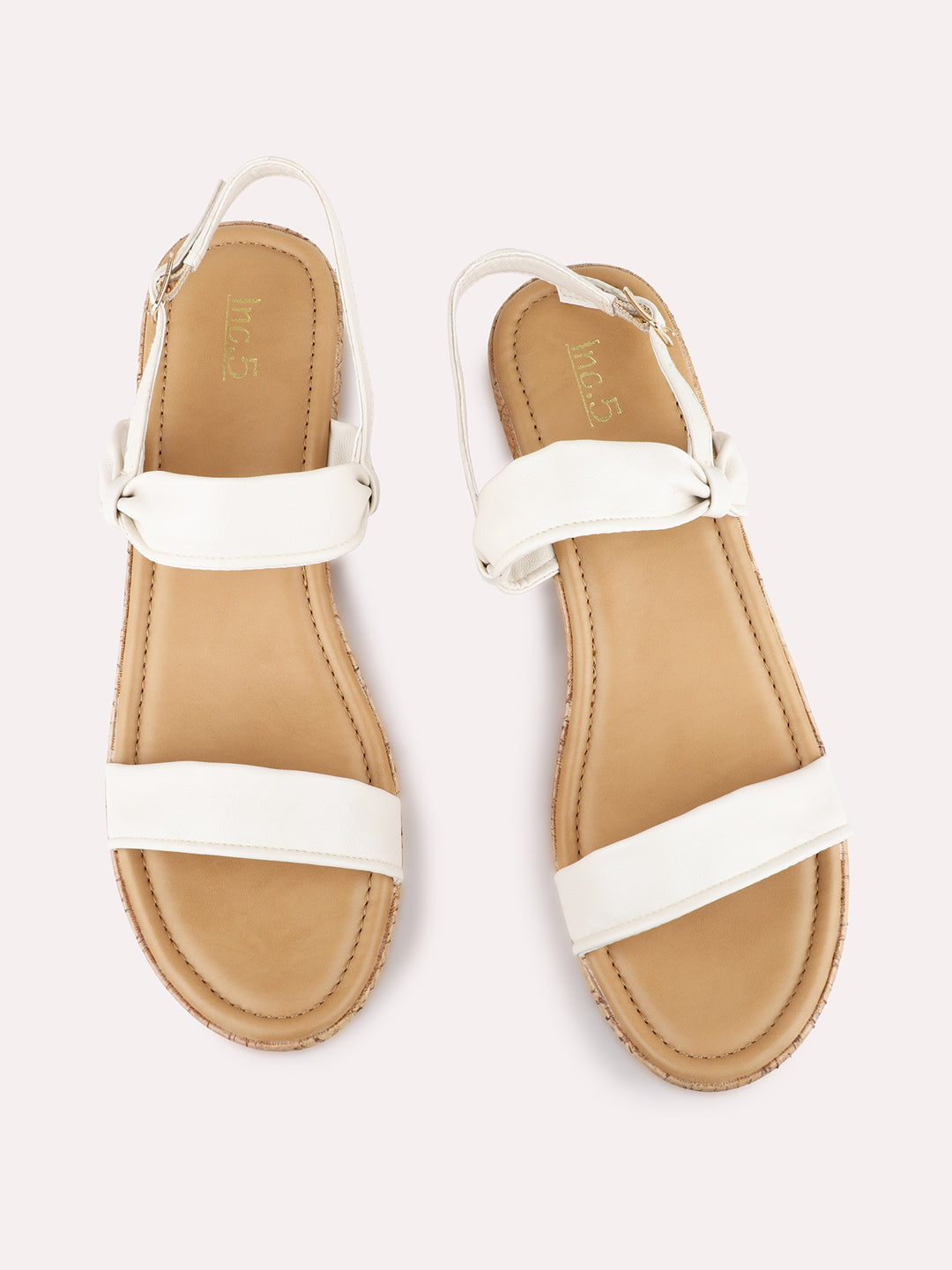 Womens Cream Party Wear Solid Wedge Heel Sandals