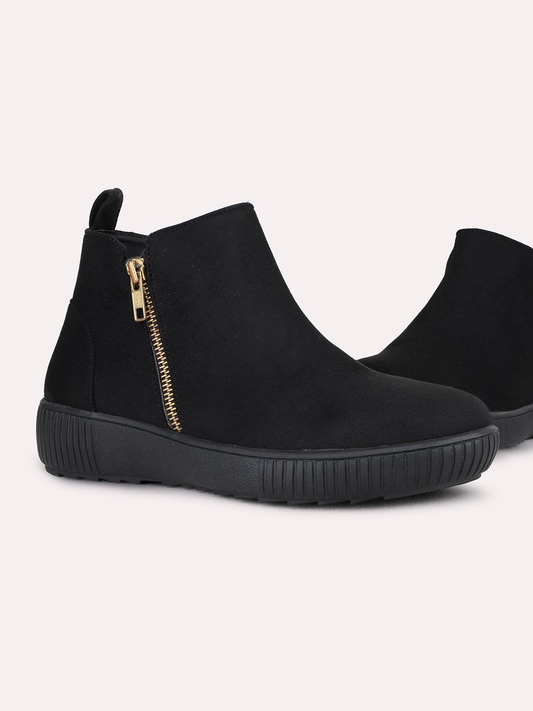 Womens Black Casual Solid Pattern Ankle Boots