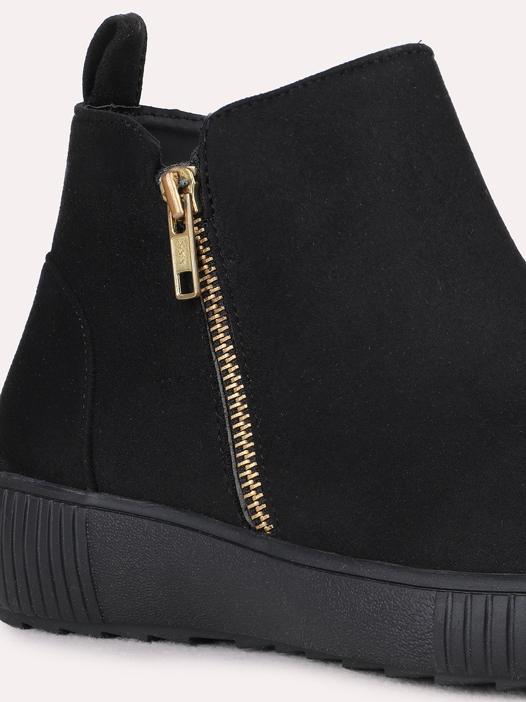 Womens Black Casual Solid Pattern Ankle Boots