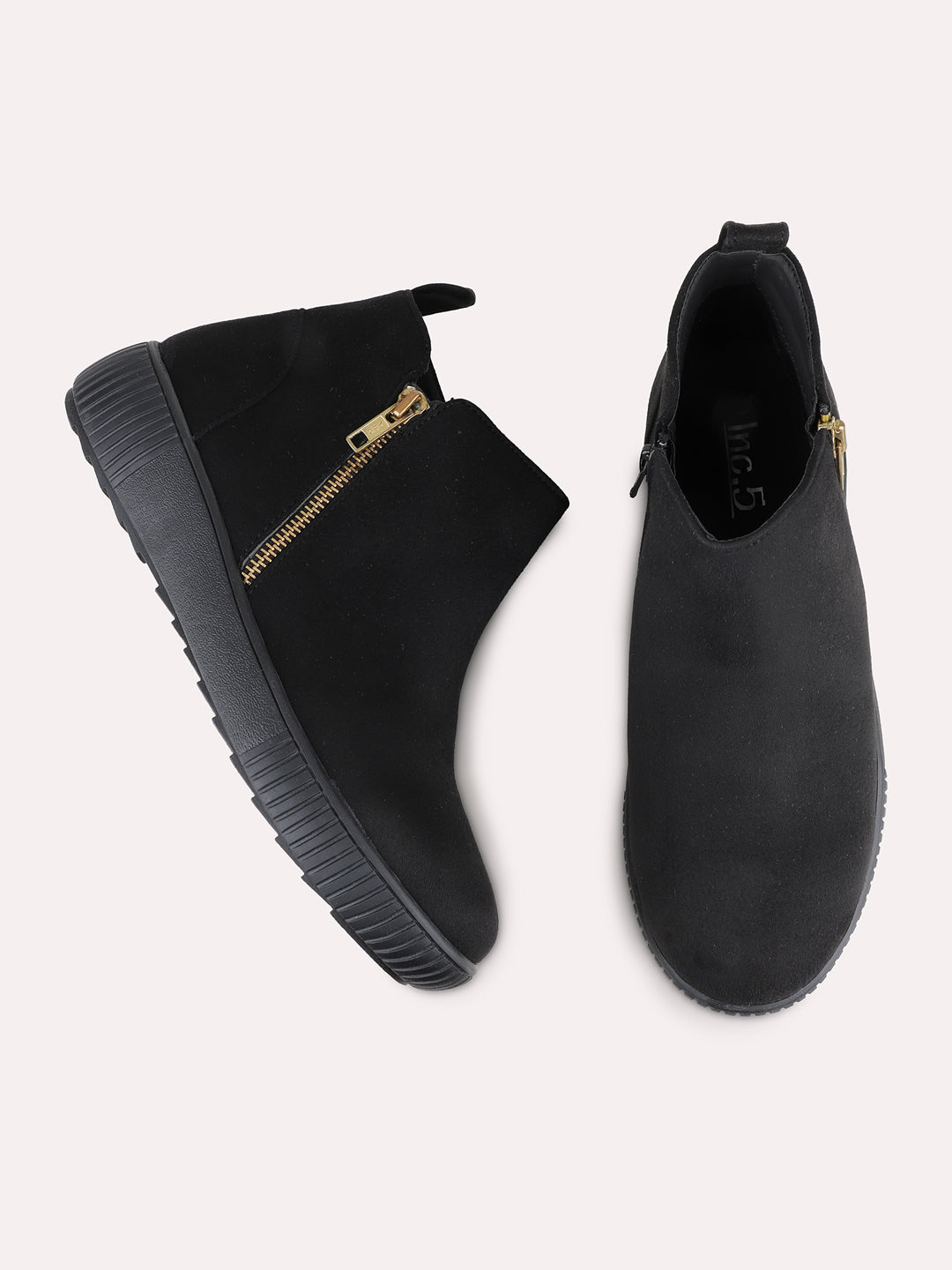 Womens Black Casual Solid Pattern Ankle Boots