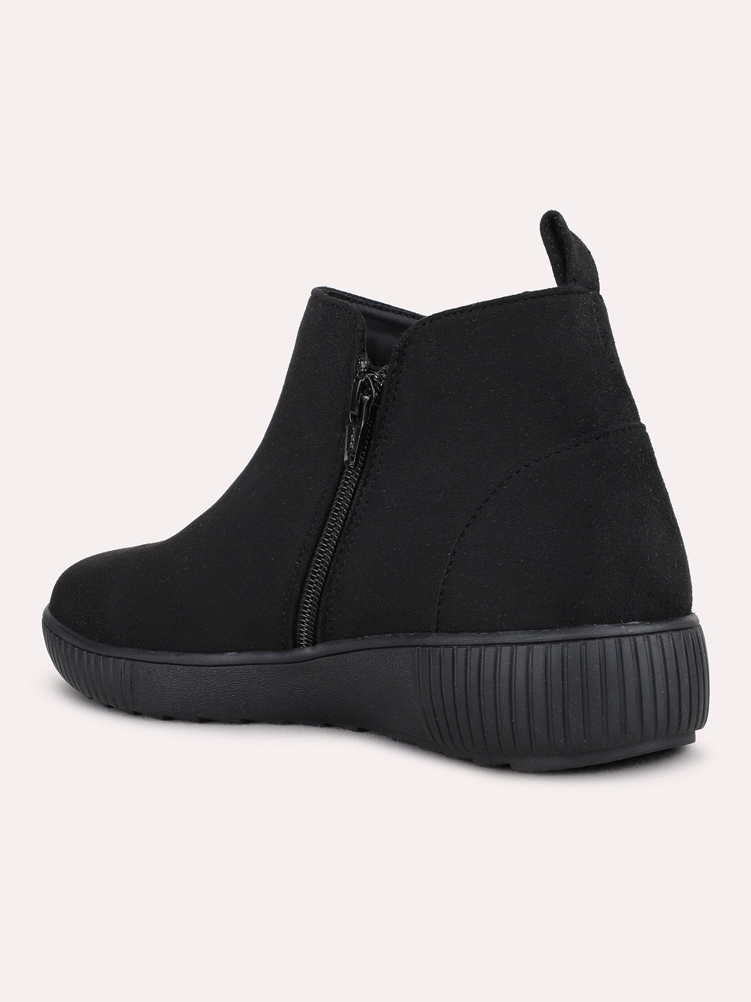 Womens Black Casual Solid Pattern Ankle Boots