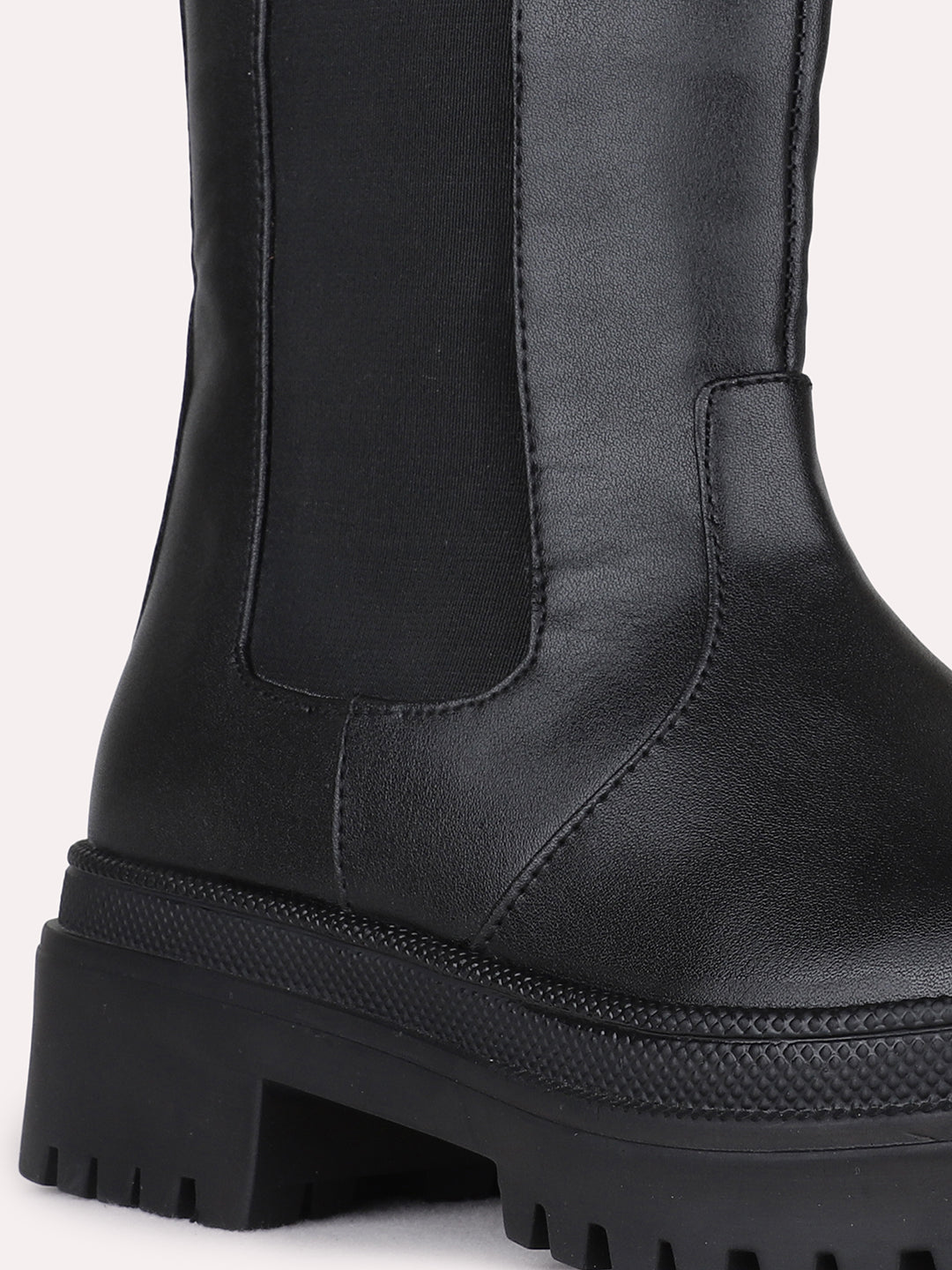 Womens Black Casual Solid Pattern Round Toe Ankle Boots
