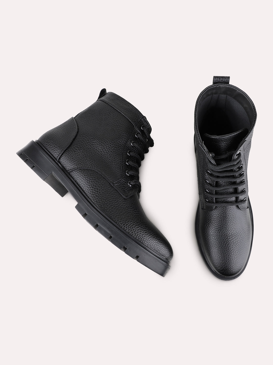 Womens Black Casual Solid Pattern Round Toe Boots