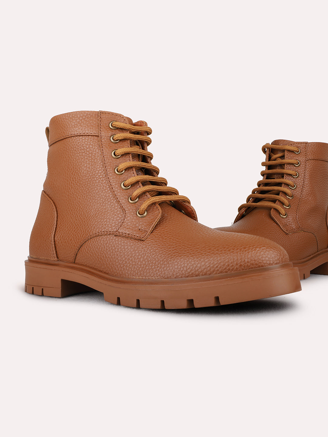 Womens Tan Casual Solid Round Toe Boots