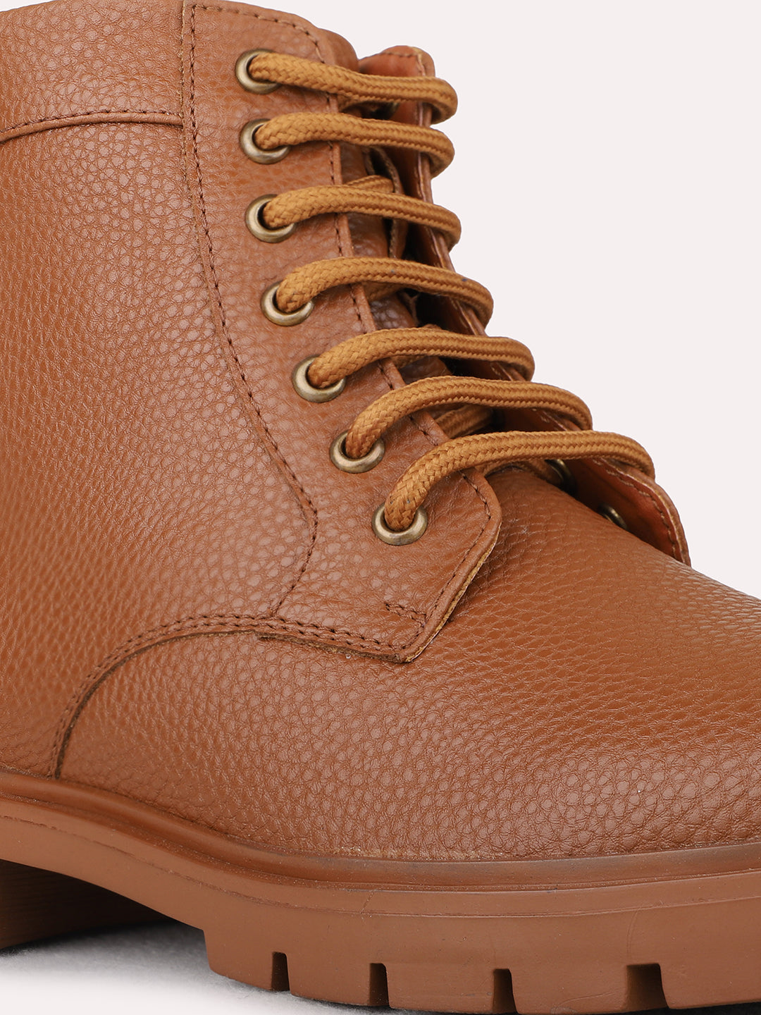 Womens Tan Casual Solid Round Toe Boots