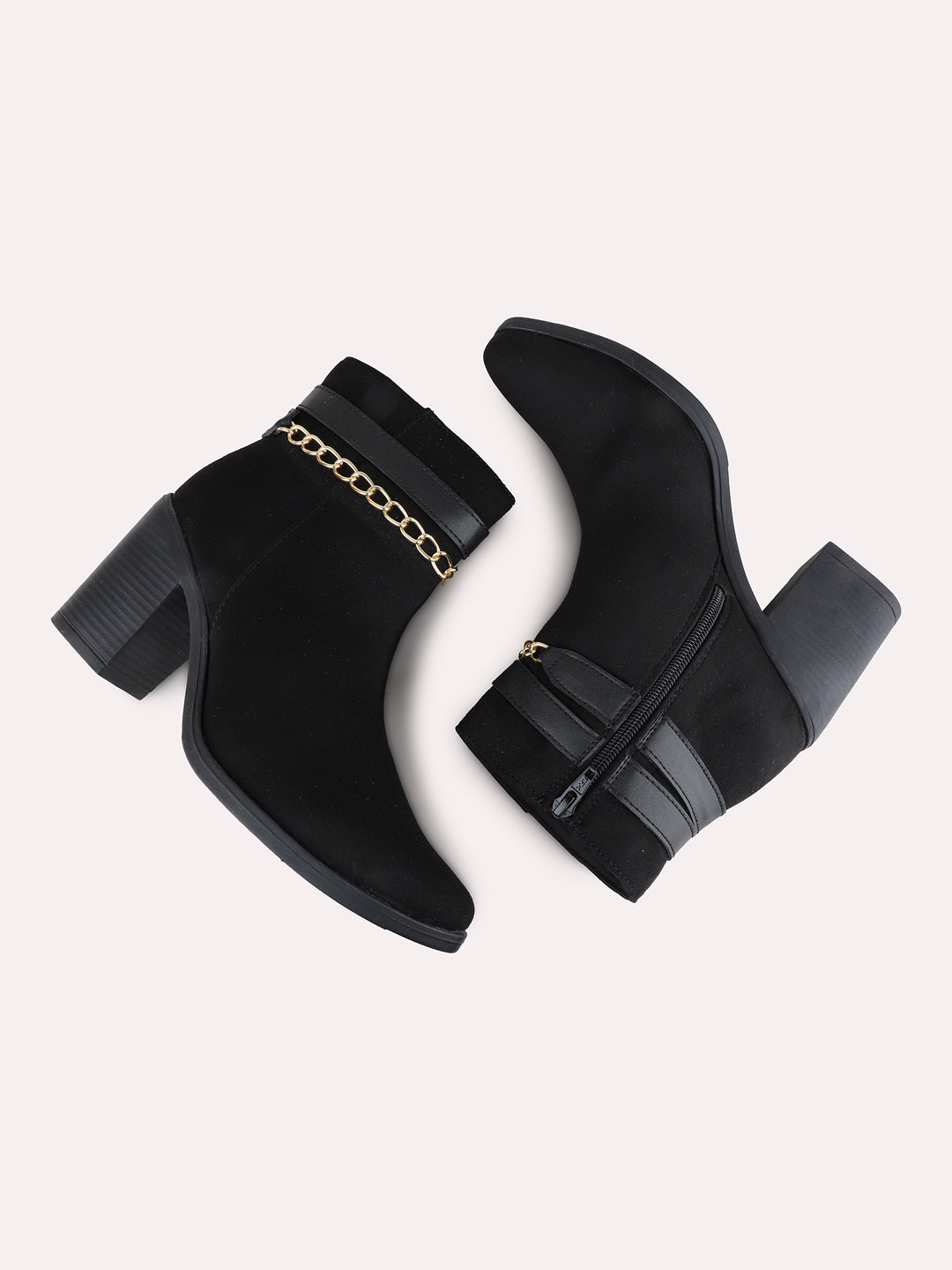 Womens Black Casual Solid Pattern Round Toe Ankle Boots