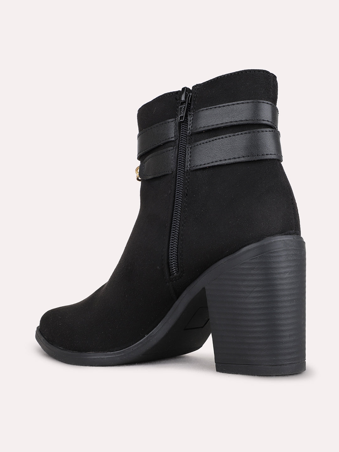 Womens Black Casual Solid Pattern Round Toe Ankle Boots