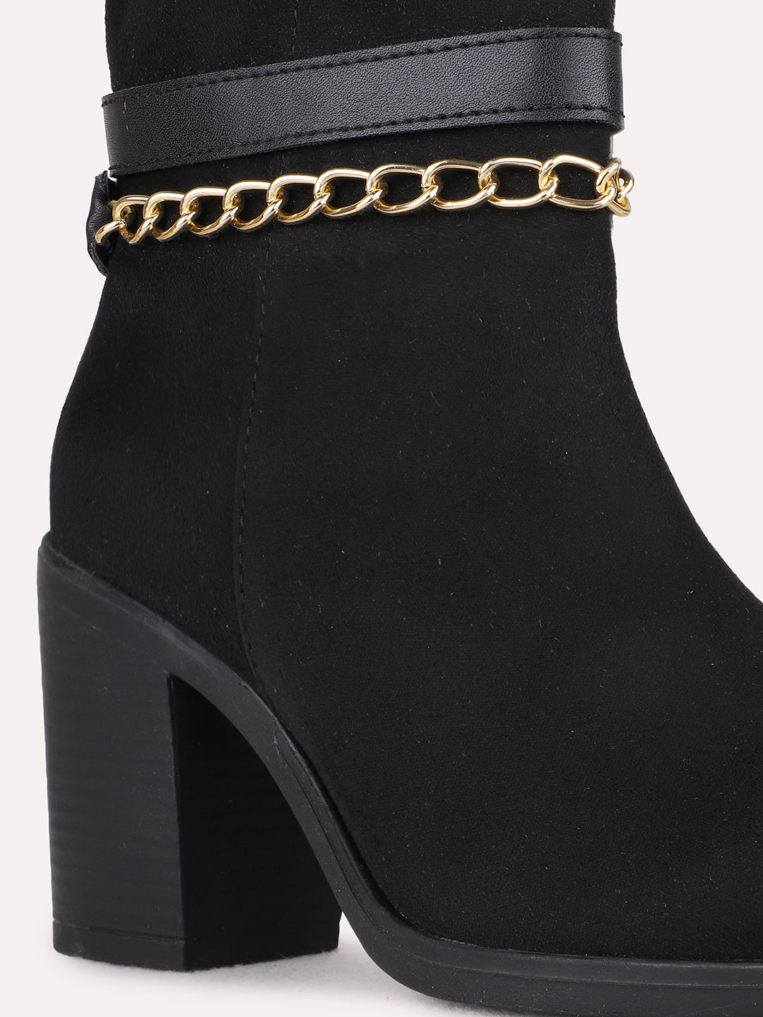 Womens Black Casual Solid Pattern Round Toe Ankle Boots