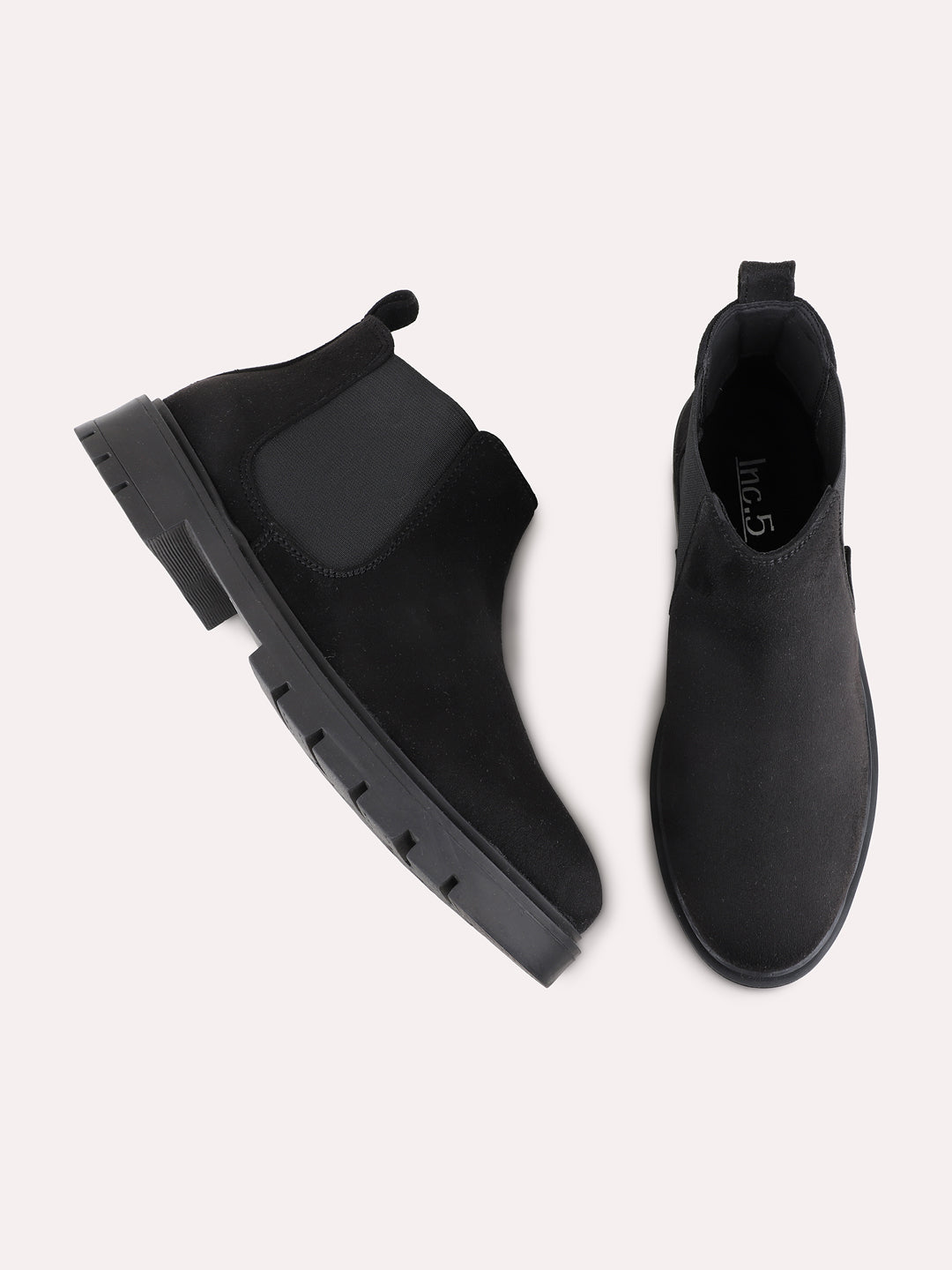 Womens Black Casual Solid Round Toe Chelsea Boots