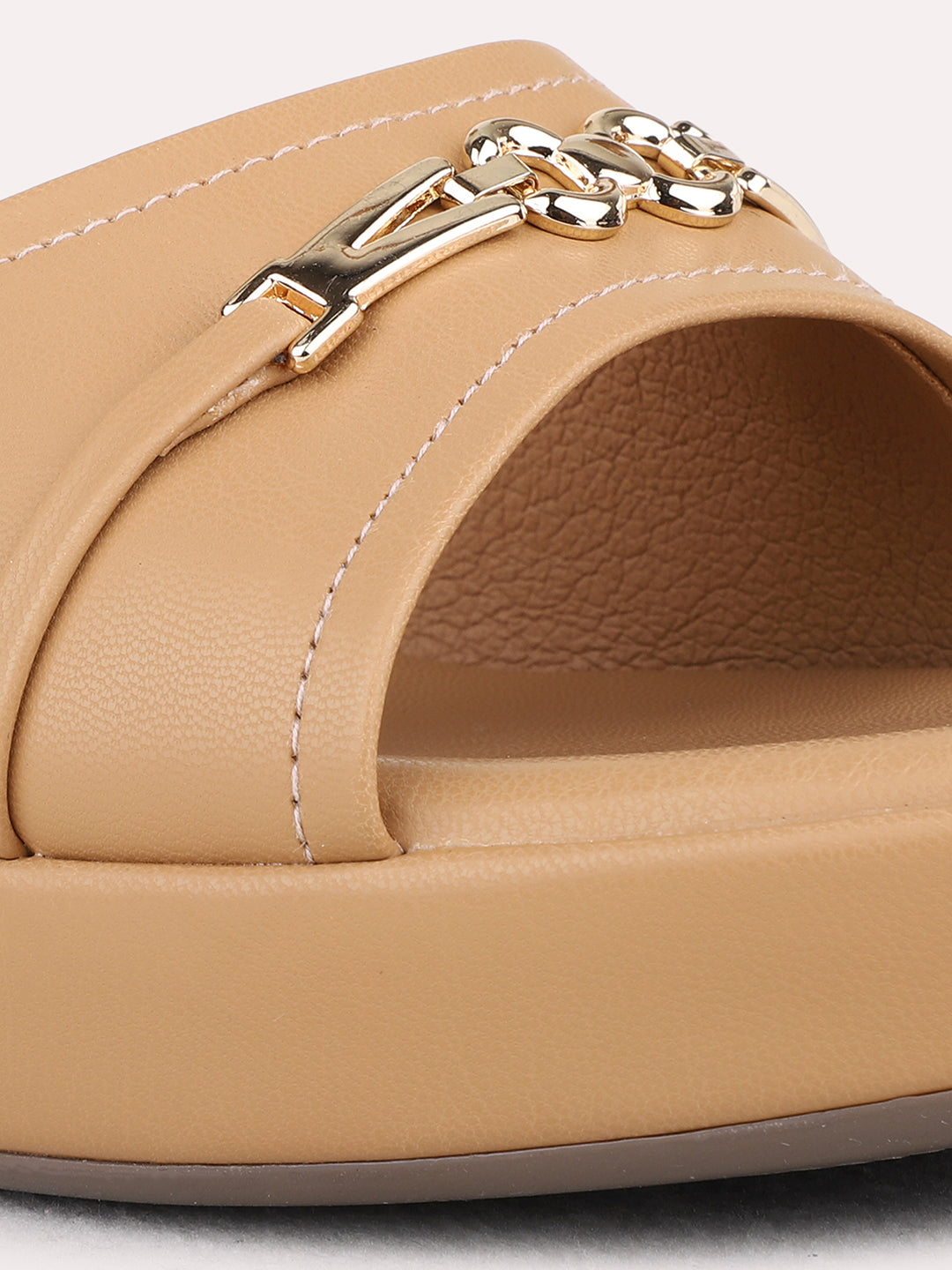 Womens Beige Casual Solid Wedge Heel Sandals