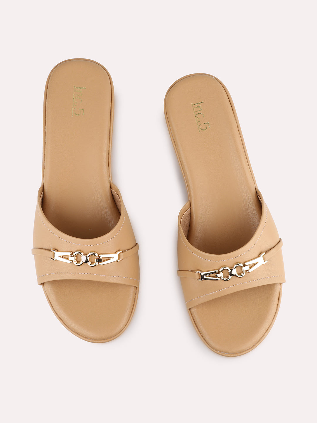 Womens Beige Casual Solid Wedge Heel Sandals