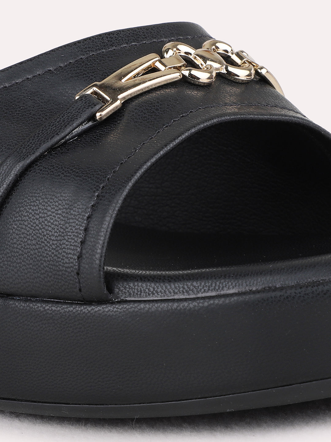 Womens Black Casual Solid Wedge Heel Sandals