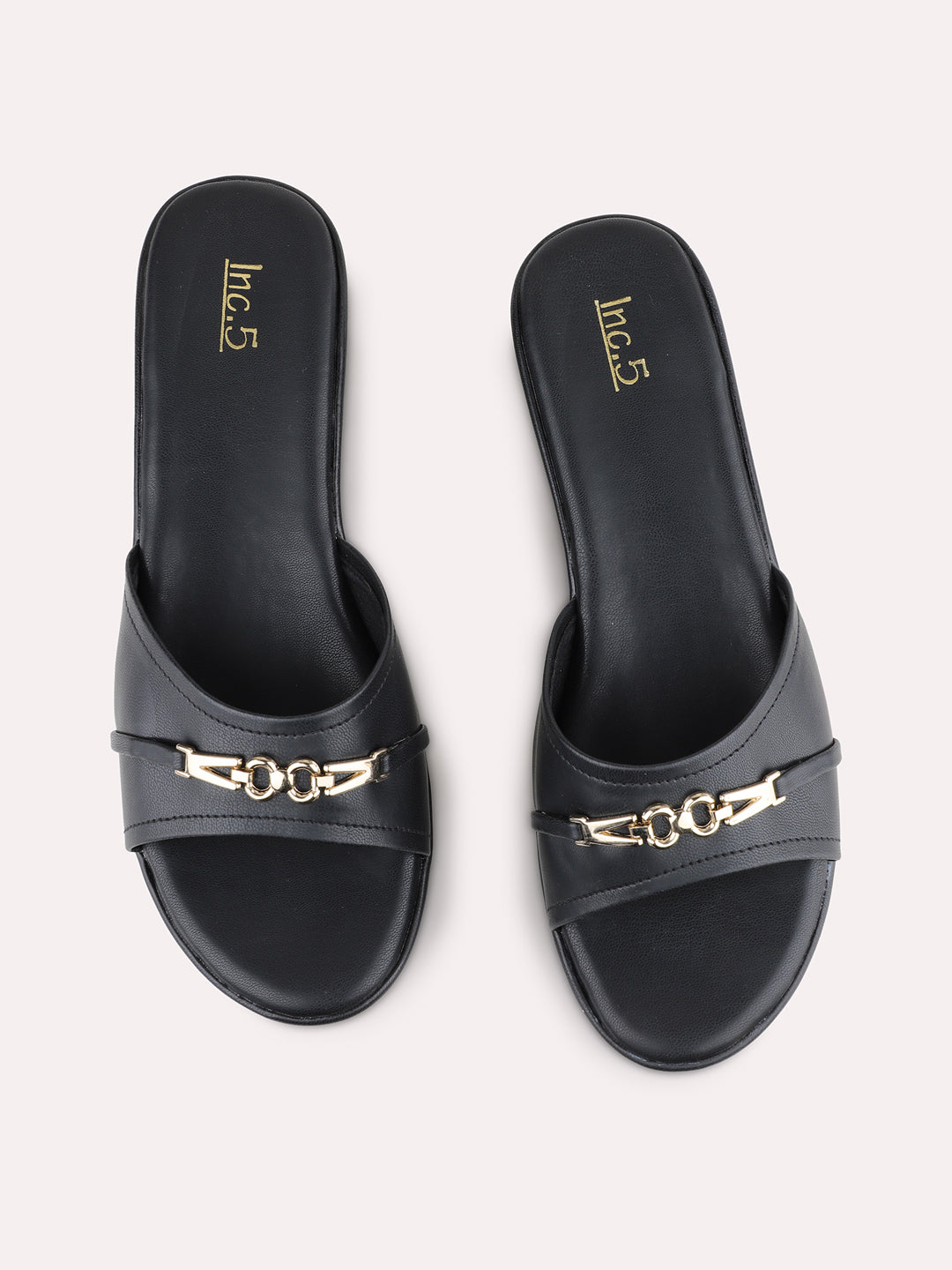 Womens Black Casual Solid Wedge Heel Sandals