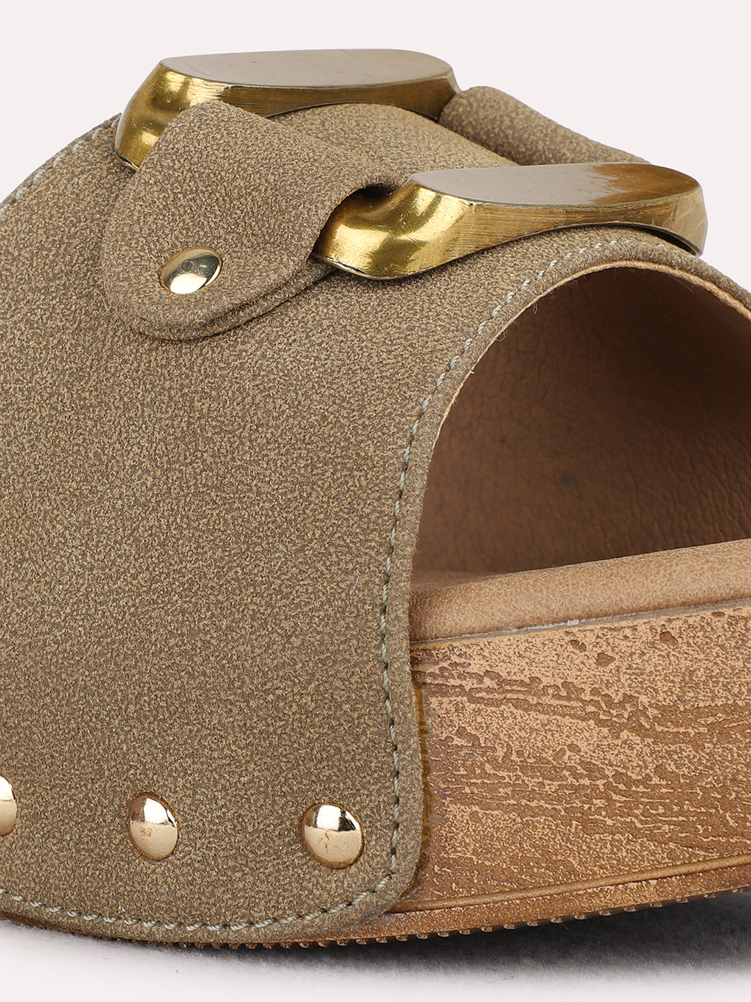 Womens Green Ethnic Embellished Platform Heel Sandals