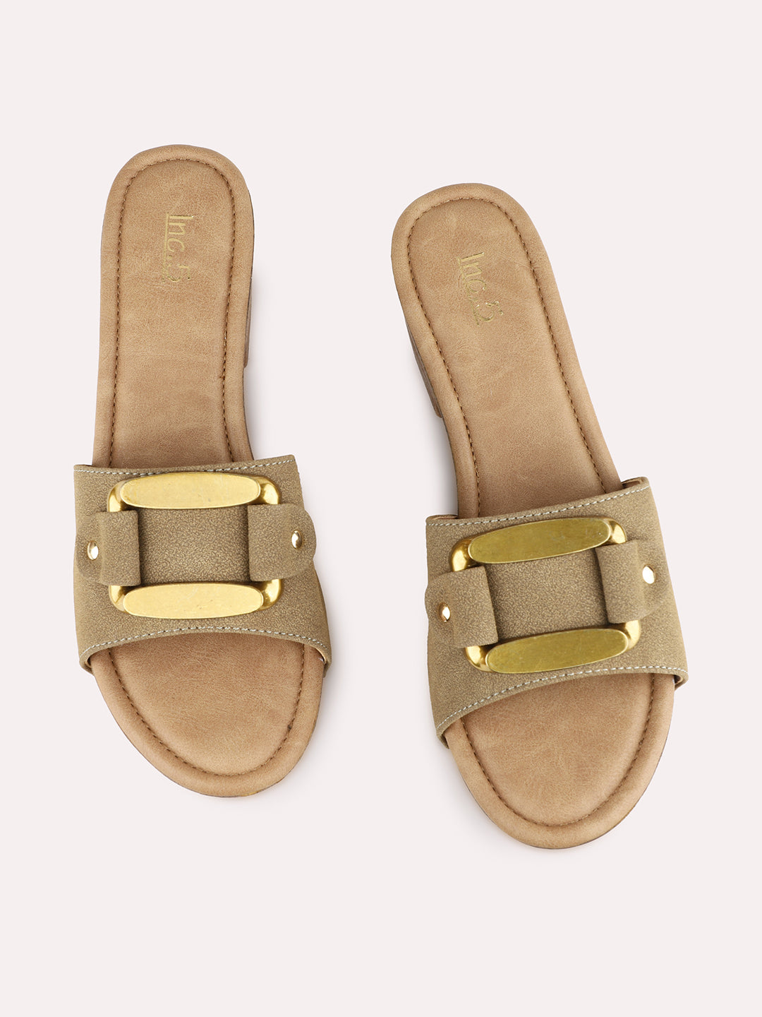 Womens Green Ethnic Embellished Platform Heel Sandals