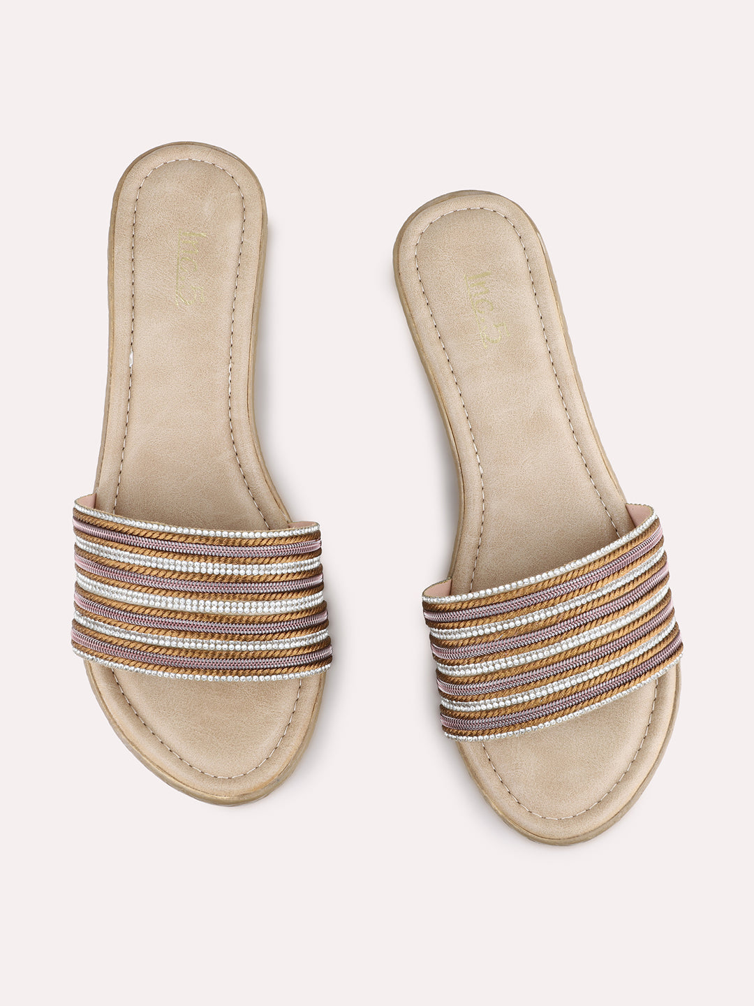 Womens Golden Ethnic Embellished Pattern Wedge Heel Sandals