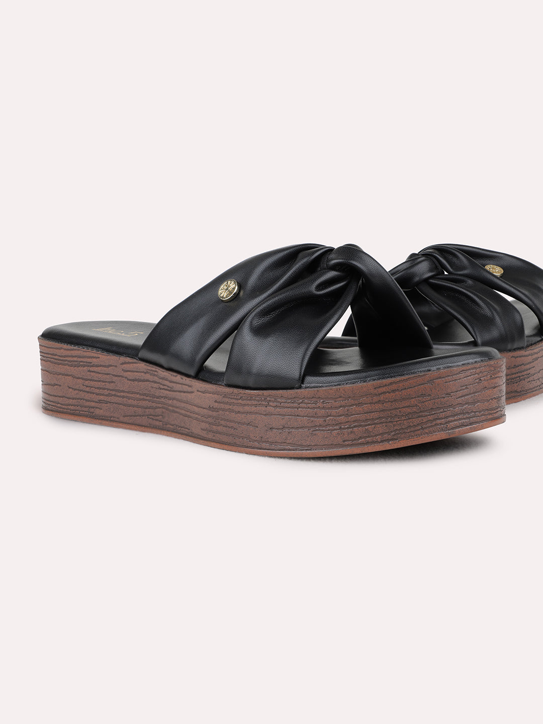 Womens Black Party Wear Solid Open Toe Flat Sandals