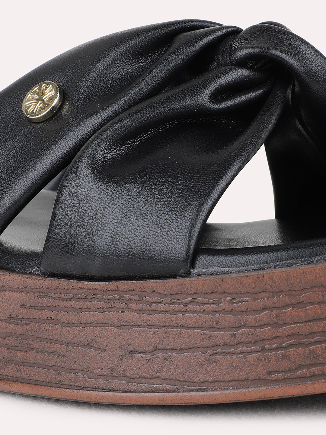 Womens Black Party Wear Solid Open Toe Flat Sandals