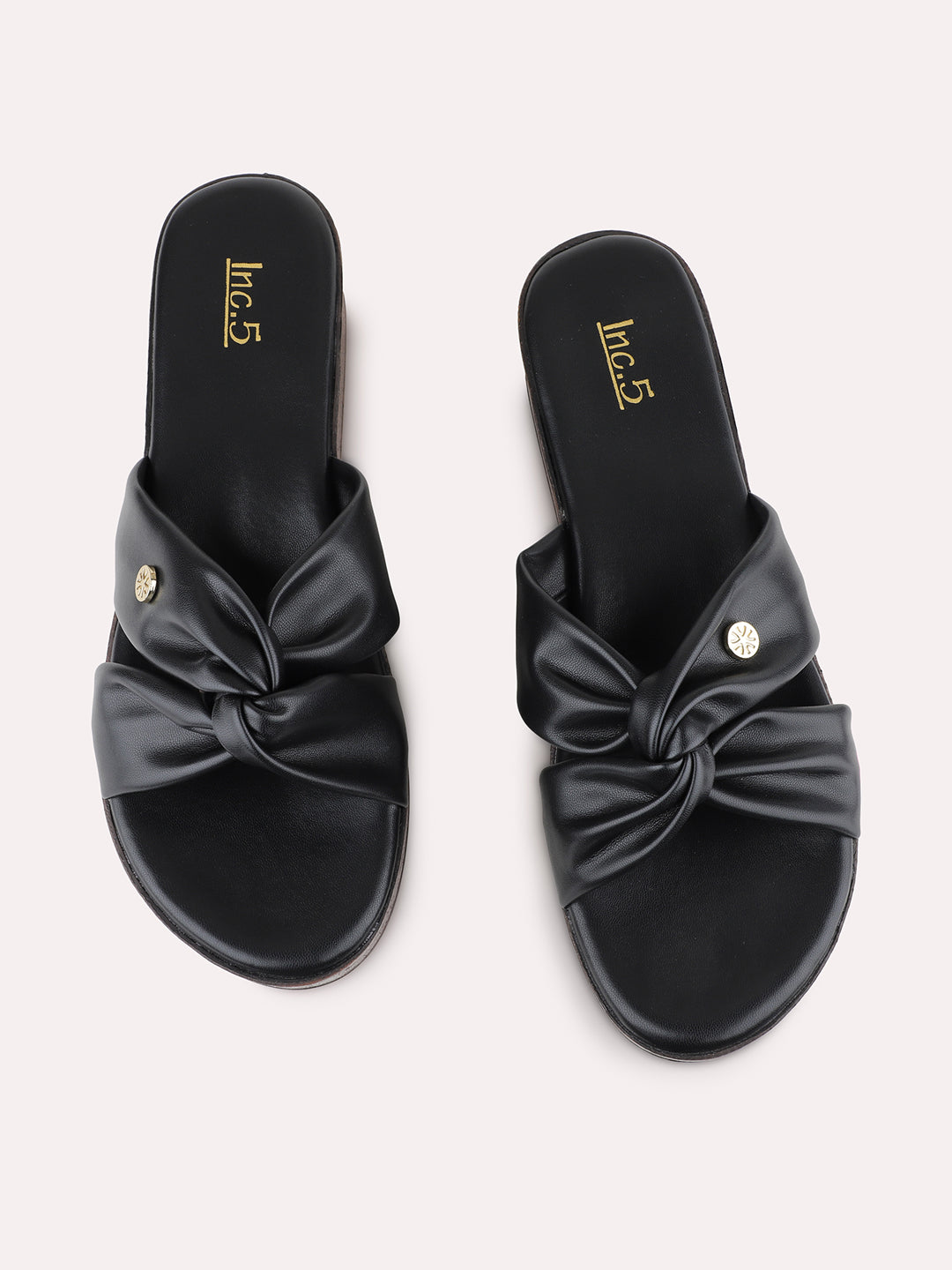 Womens Black Party Wear Solid Open Toe Flat Sandals