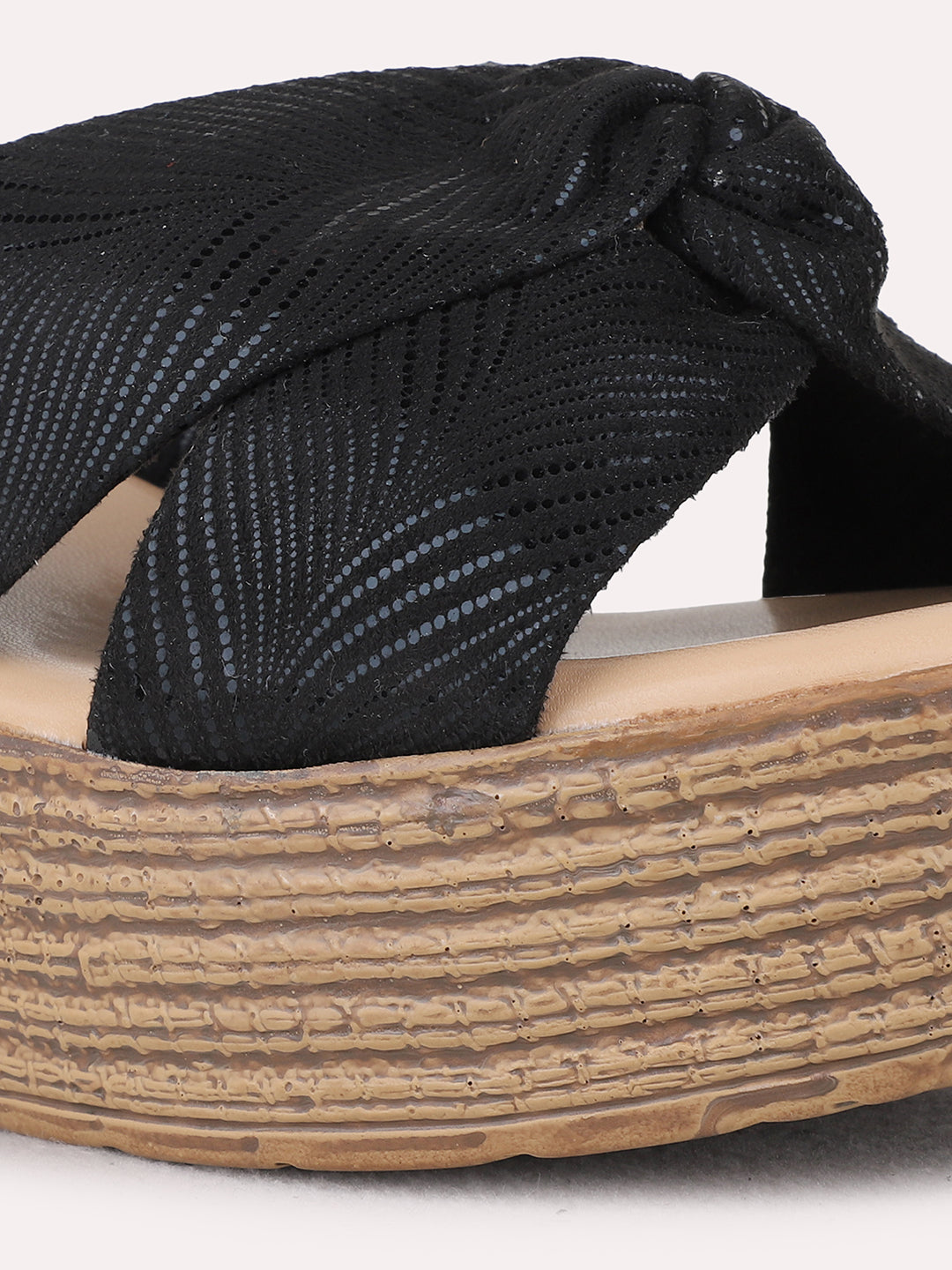 Womens Black Party Wear Solid Pattern Wedge Heels