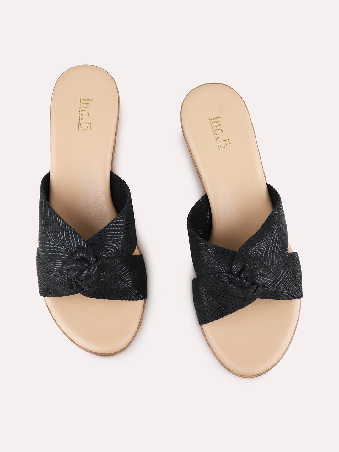 Womens Black Party Wear Solid Pattern Wedge Heels