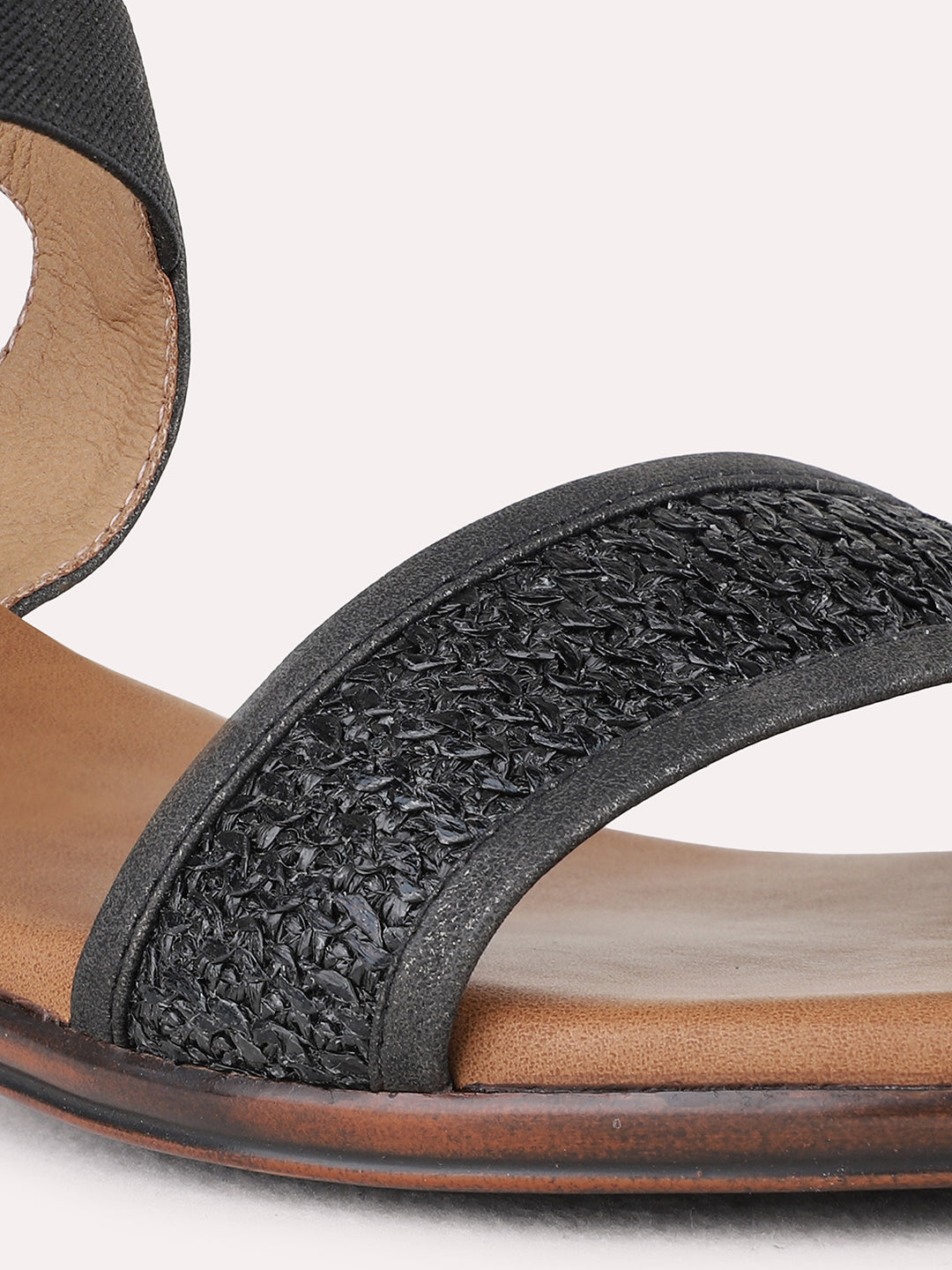 Womens Black Casual Embellished Block Heel Sandals