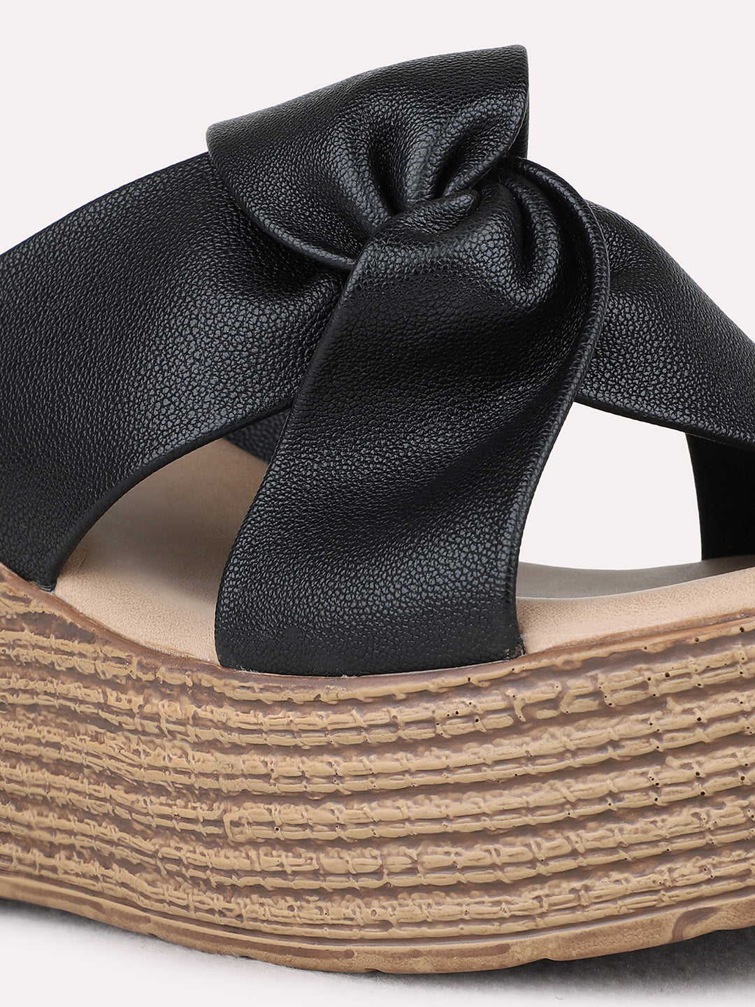 Womens Black Party Wear Solid Wedge Heel Sandals