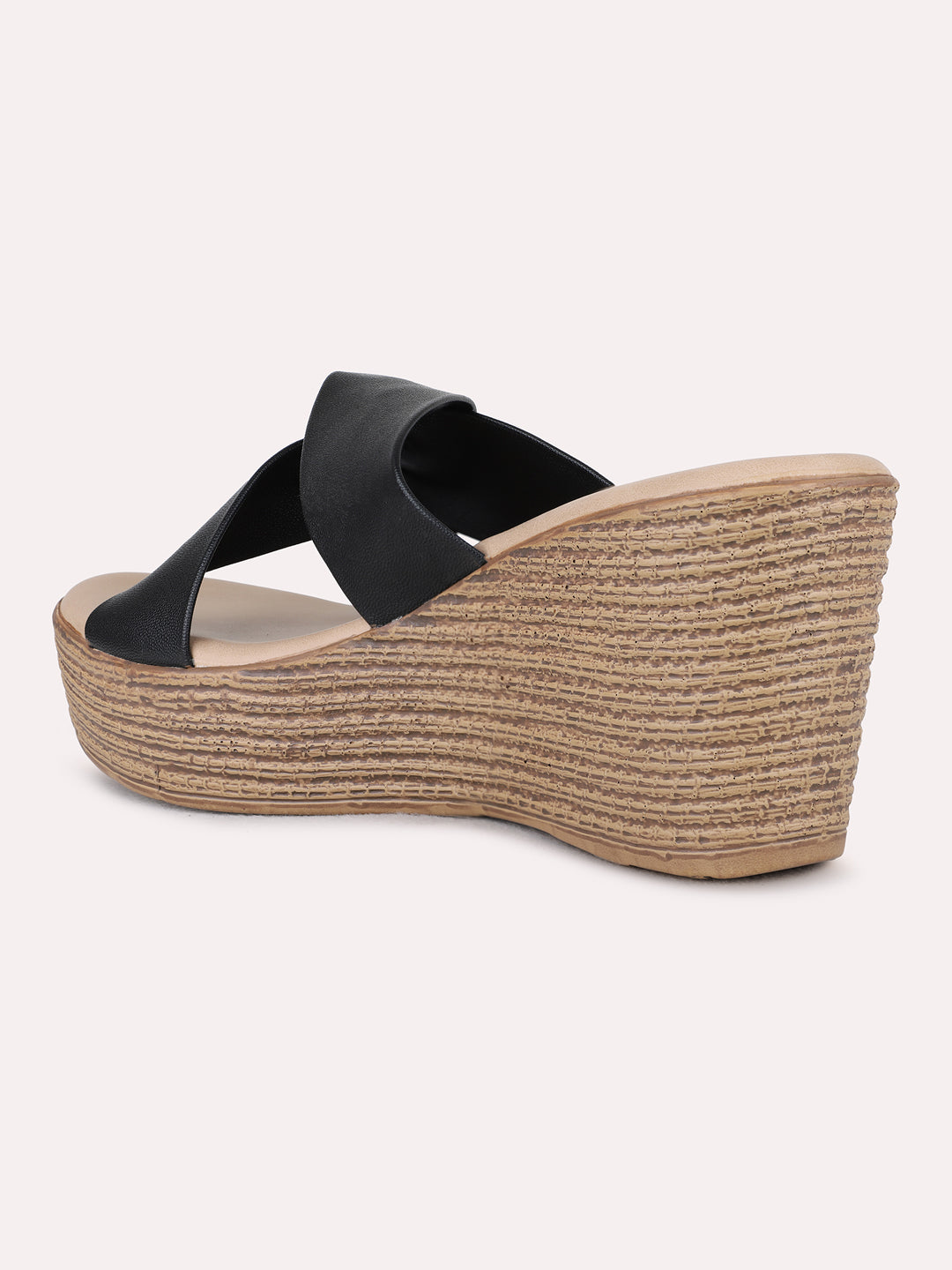 Womens Black Party Wear Solid Wedge Heel Sandals