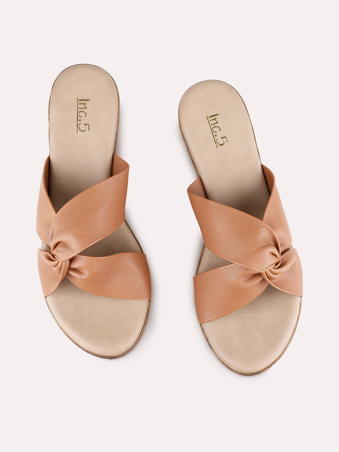 Womens Tan Party Wear Solid Wedge Heel Sandals