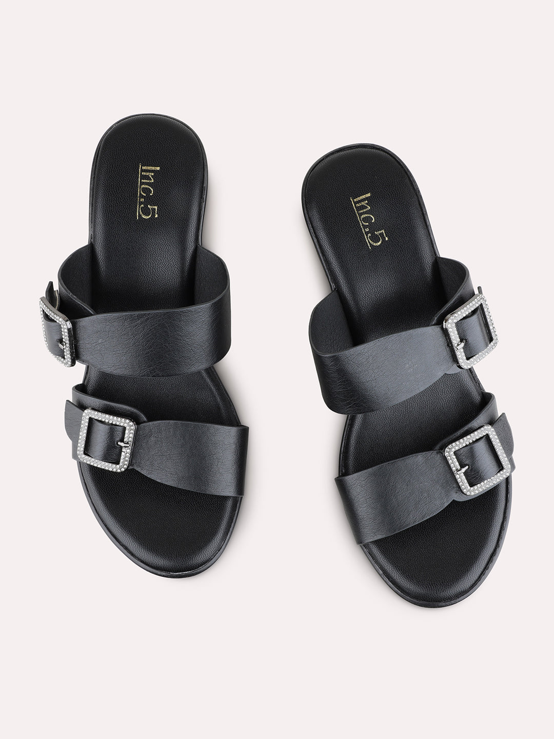 Womens Black Party Wear Solid Round Toe Flatform Heels