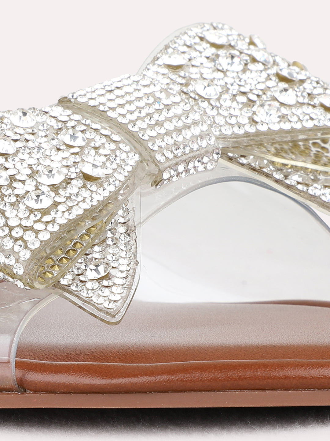 Womens Silver Ethnic Embellished Pattern Open Toe Flat Slip-On Sandals