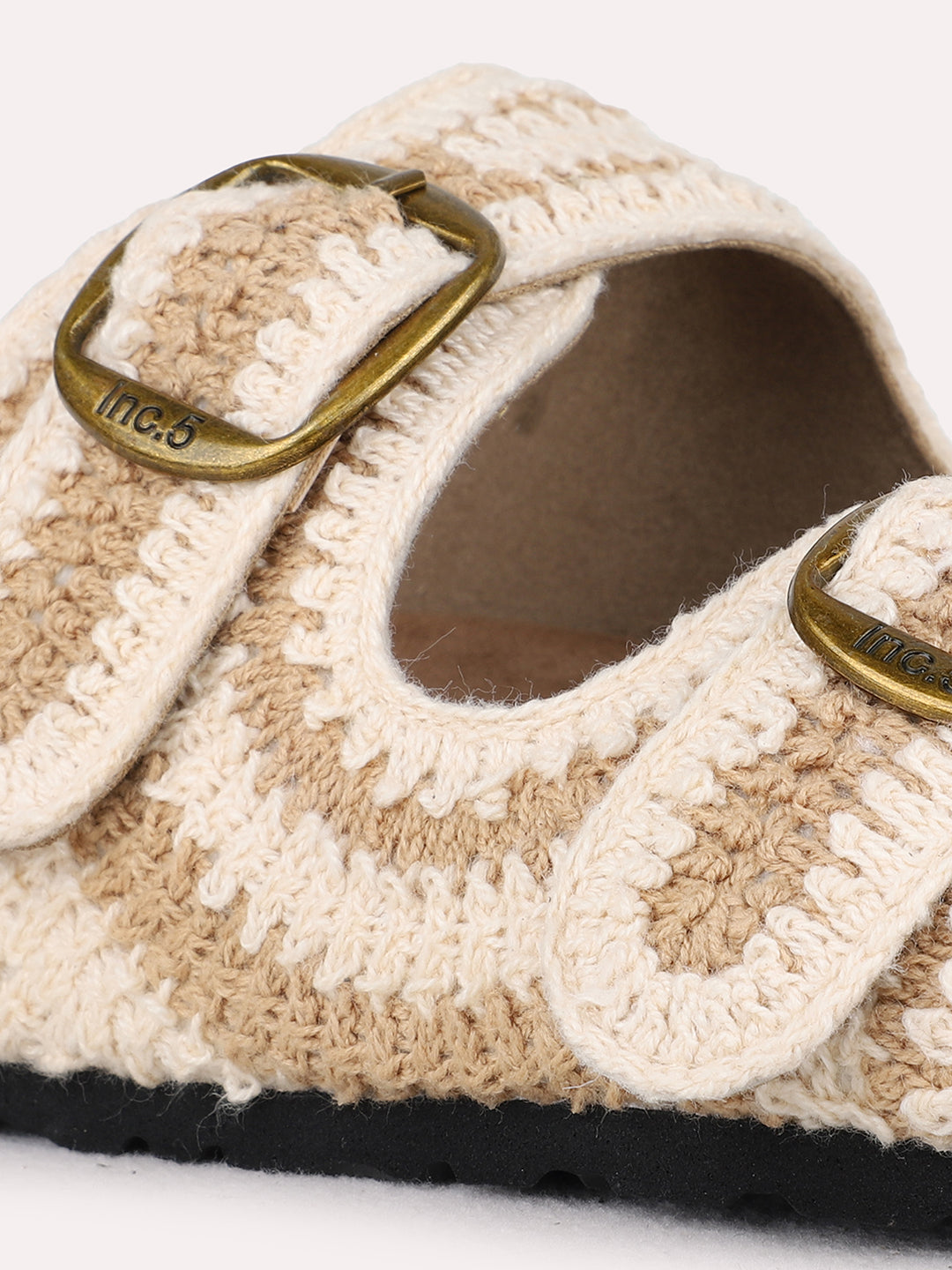 Womens Beige Ethnic Embellished Open Toe Flat Slip-On Sandals