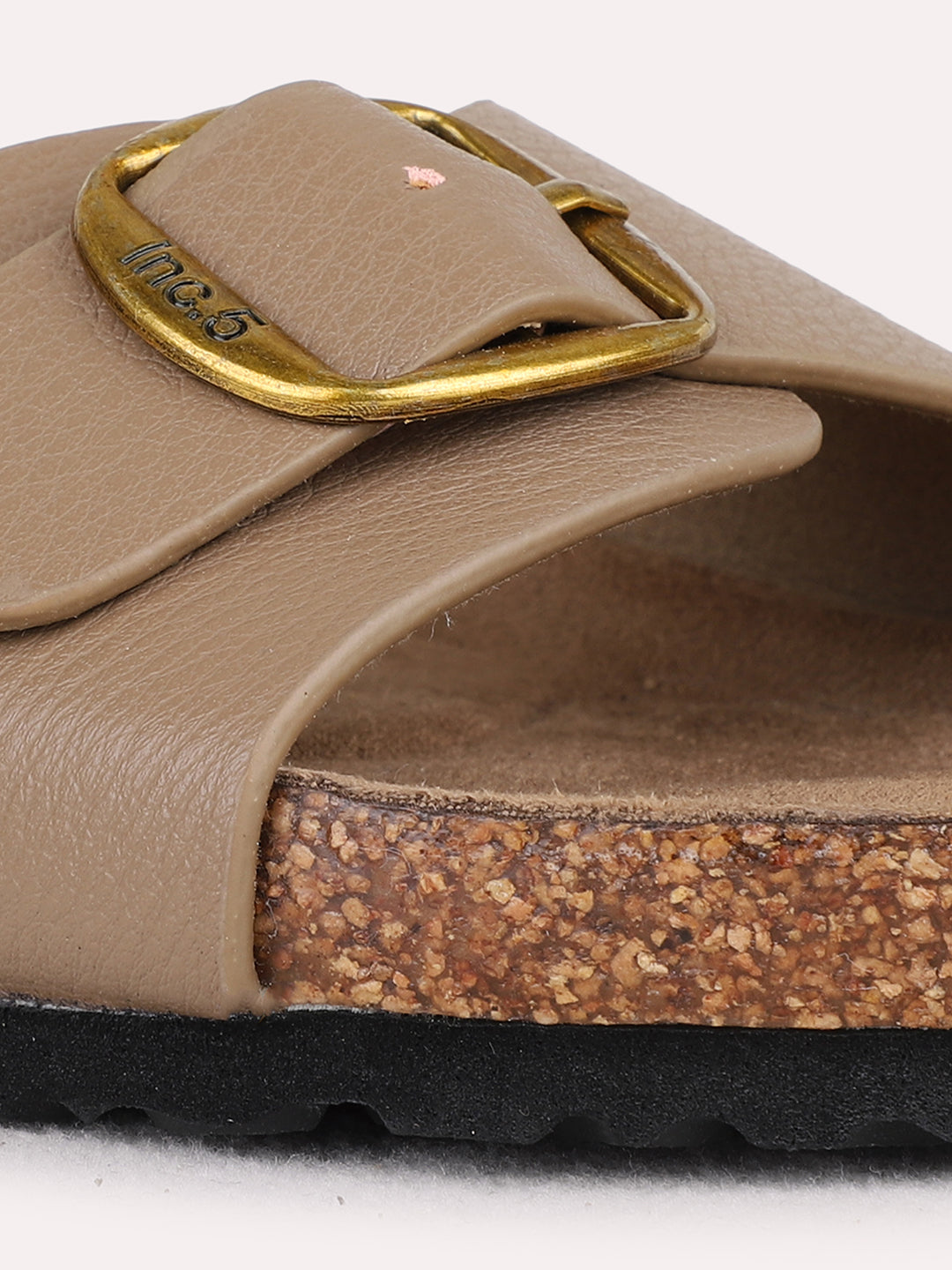 Womens Beige Casual Solid Pattern Open Toe Flat Slip-On Sandals