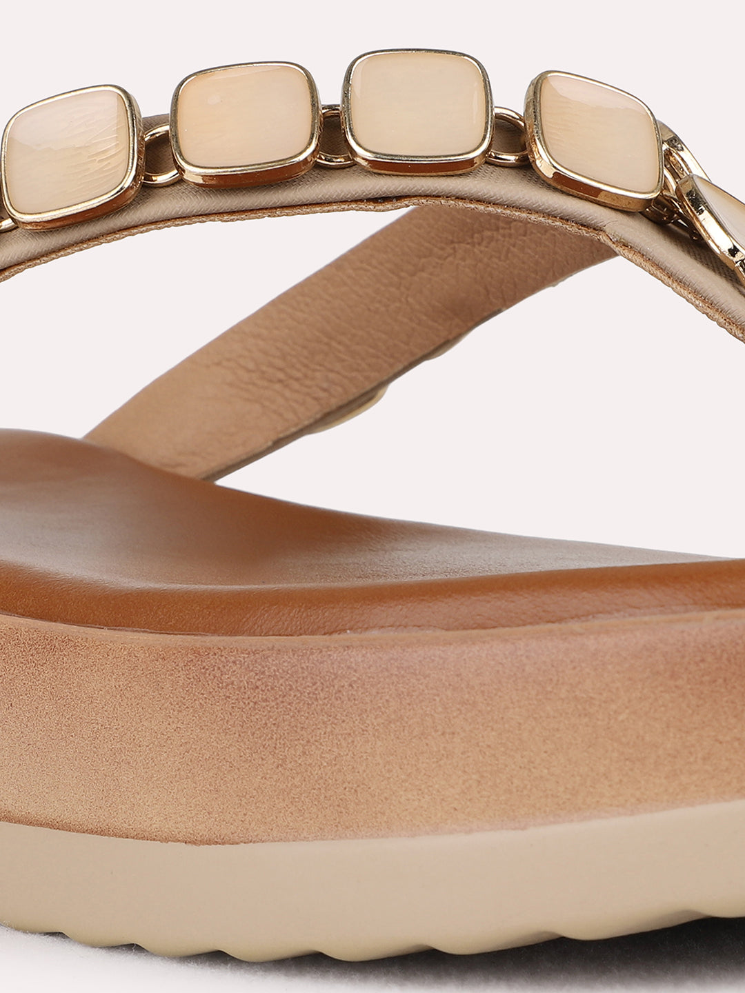 Womens Beige Casual Embellished Pointed Toe Wedge Heels