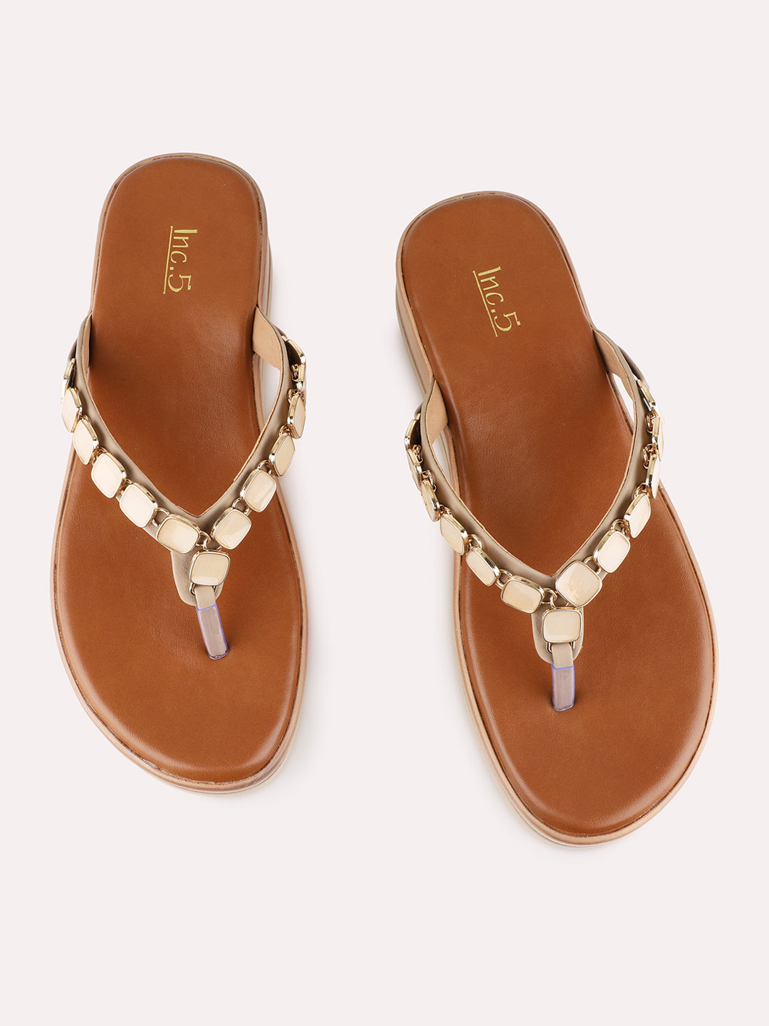 Womens Beige Casual Embellished Pointed Toe Wedge Heels