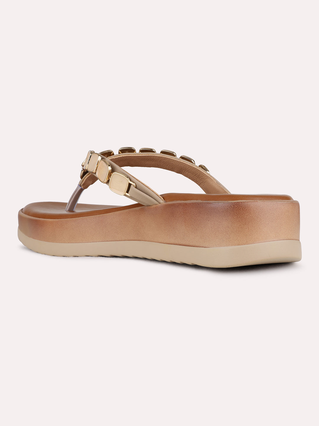 Womens Beige Casual Embellished Pointed Toe Wedge Heels