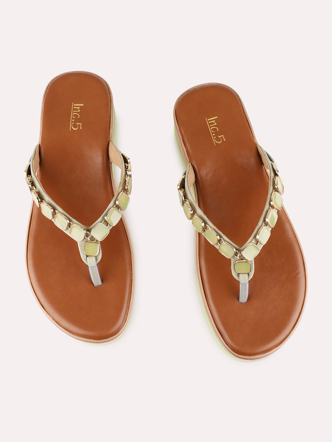 Womens Green Casual Embellished Pointed Toe Wedge Heel Sandals