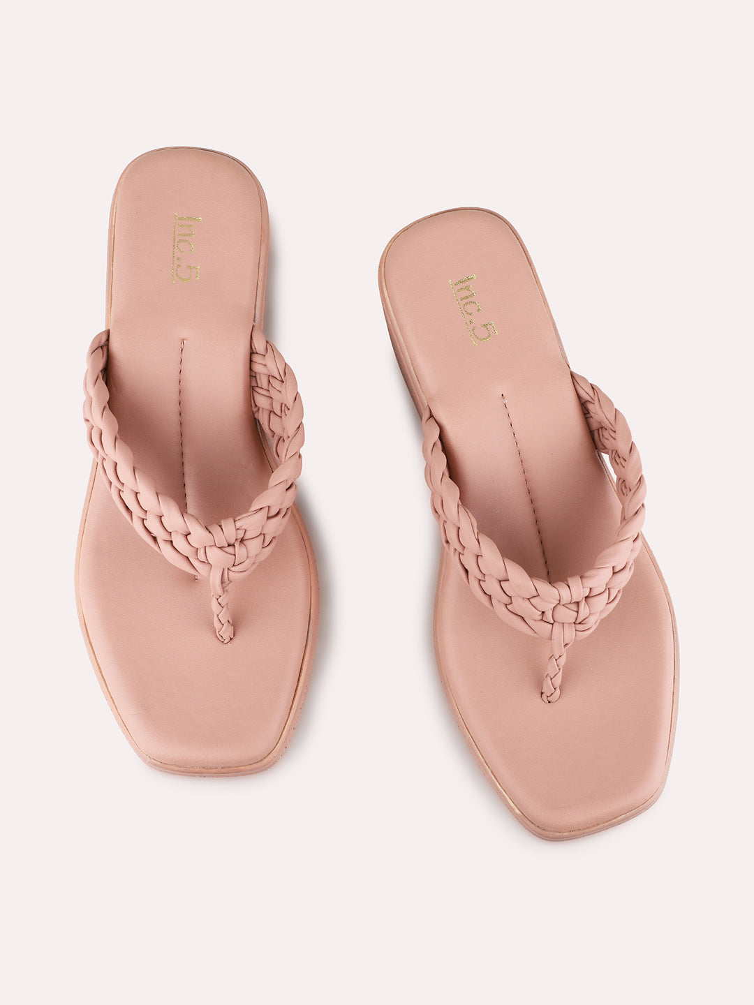 Womens Peach Party Wear Solid Round Toe Wedge Heels