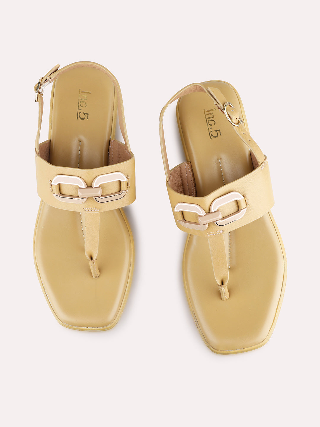 Womens Tan Party Wear Solid Round Toe Wedge Heel Sandals