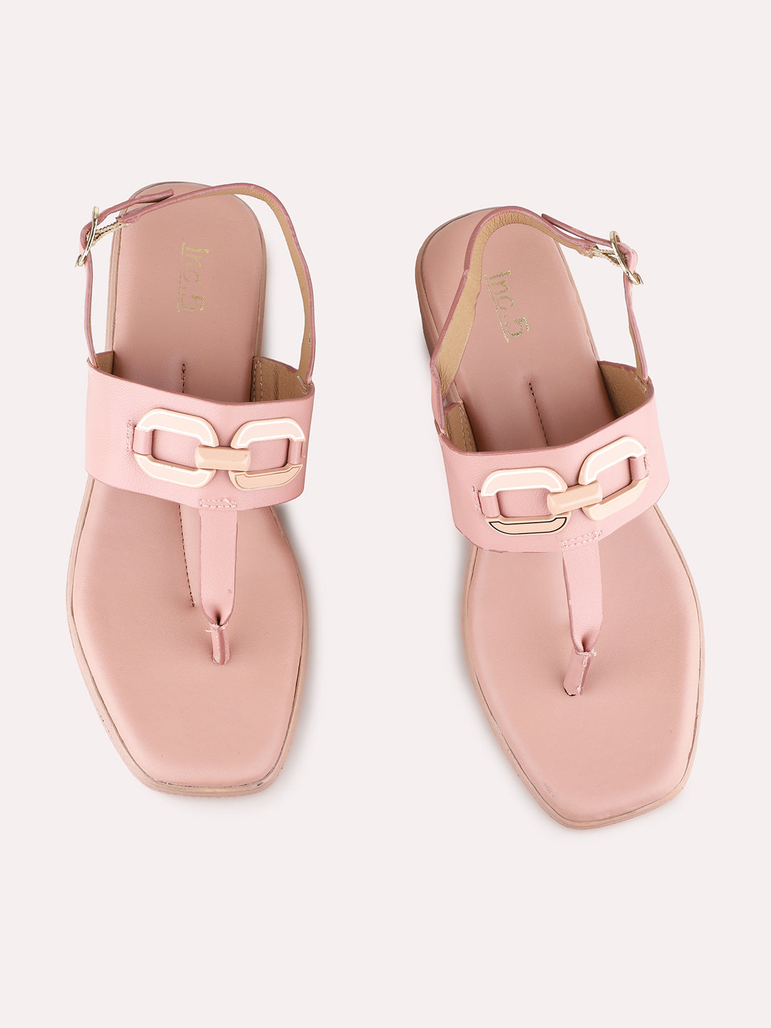 Womens Peach Party Wear Solid Round Toe Wedge Heels