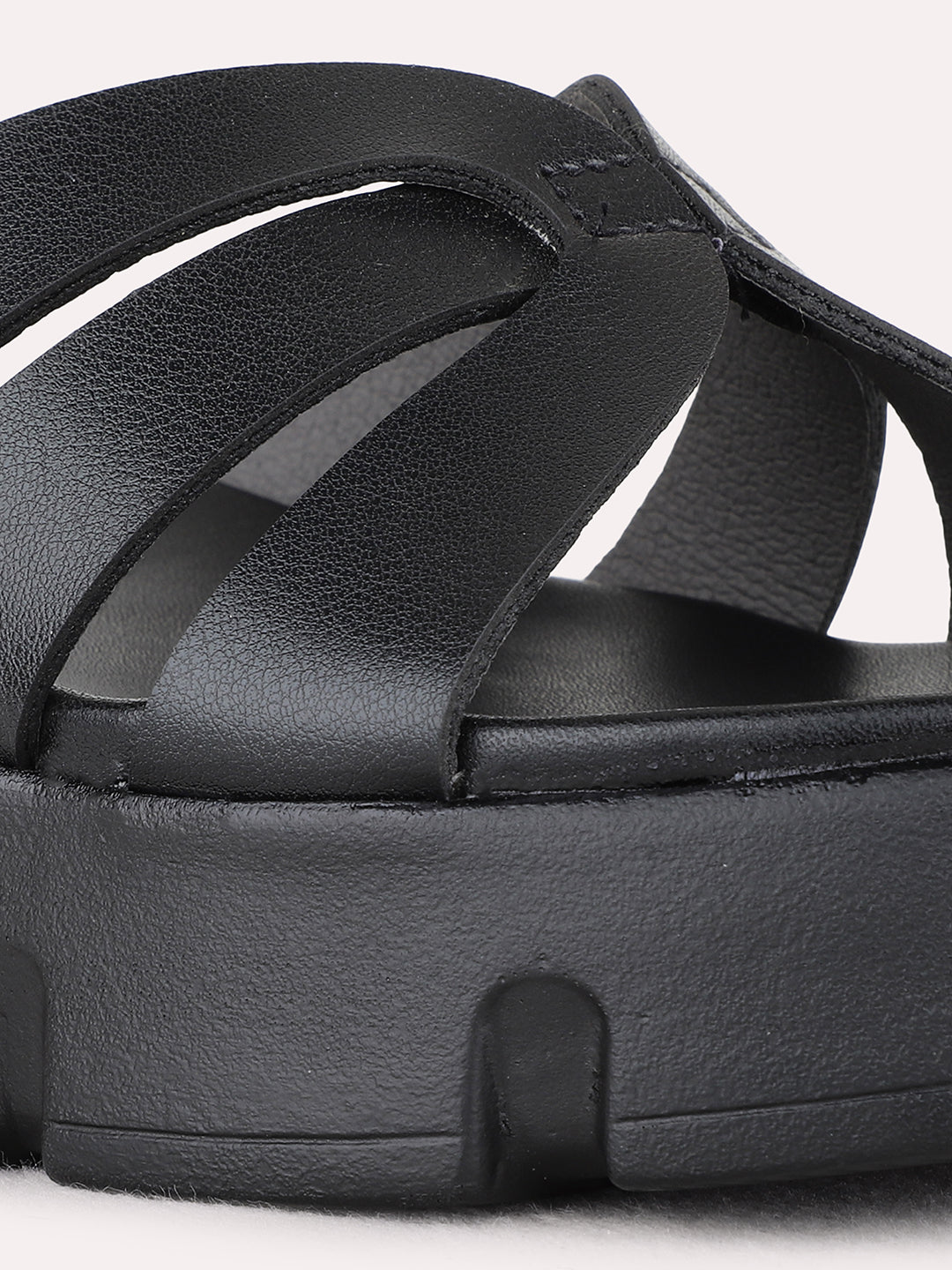 Womens Black Casual Solid Round Toe Wedge Heel Sandals